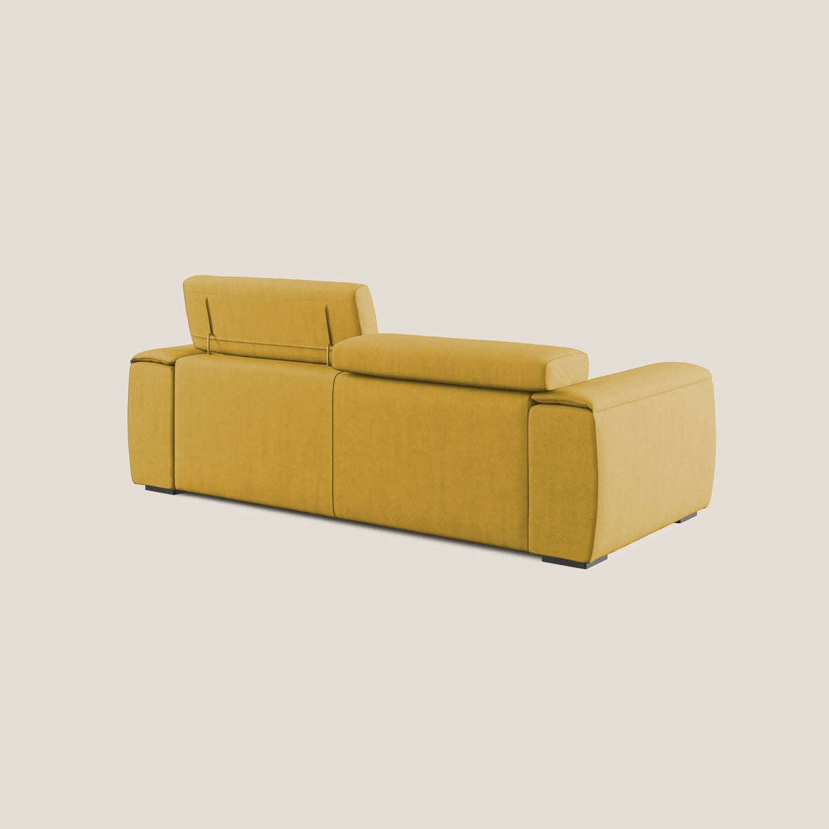 Zeno Divano con pouf estraibile poggiapiedi in tessuto morbido impermeabile T02 giallo - divitt.sbs