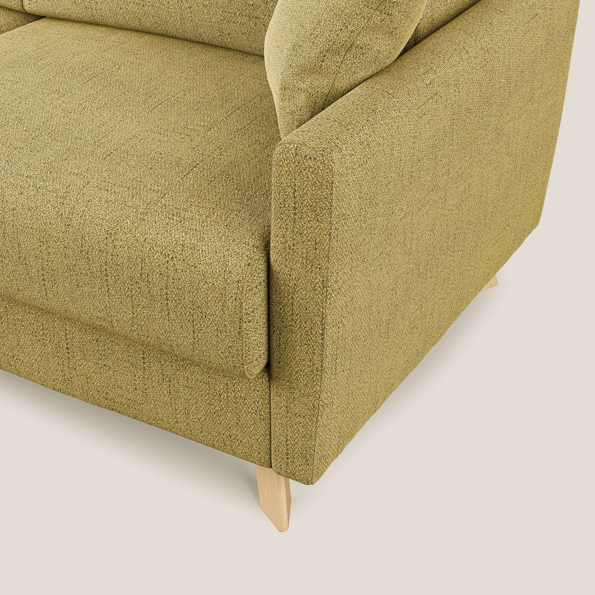Edgar divano letto angolare 243 cm sinistro (mat. 120x197) con RETE A DOGHE in tessuto felis impermeabile T03 giallo - divitt.sbs