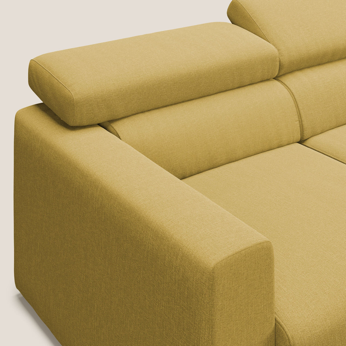 Dylan divano a 3 sedute con pouf estraibile poggiapiedi in tessuto simil cotone impermeabile T13 giallo - divitt.sbs