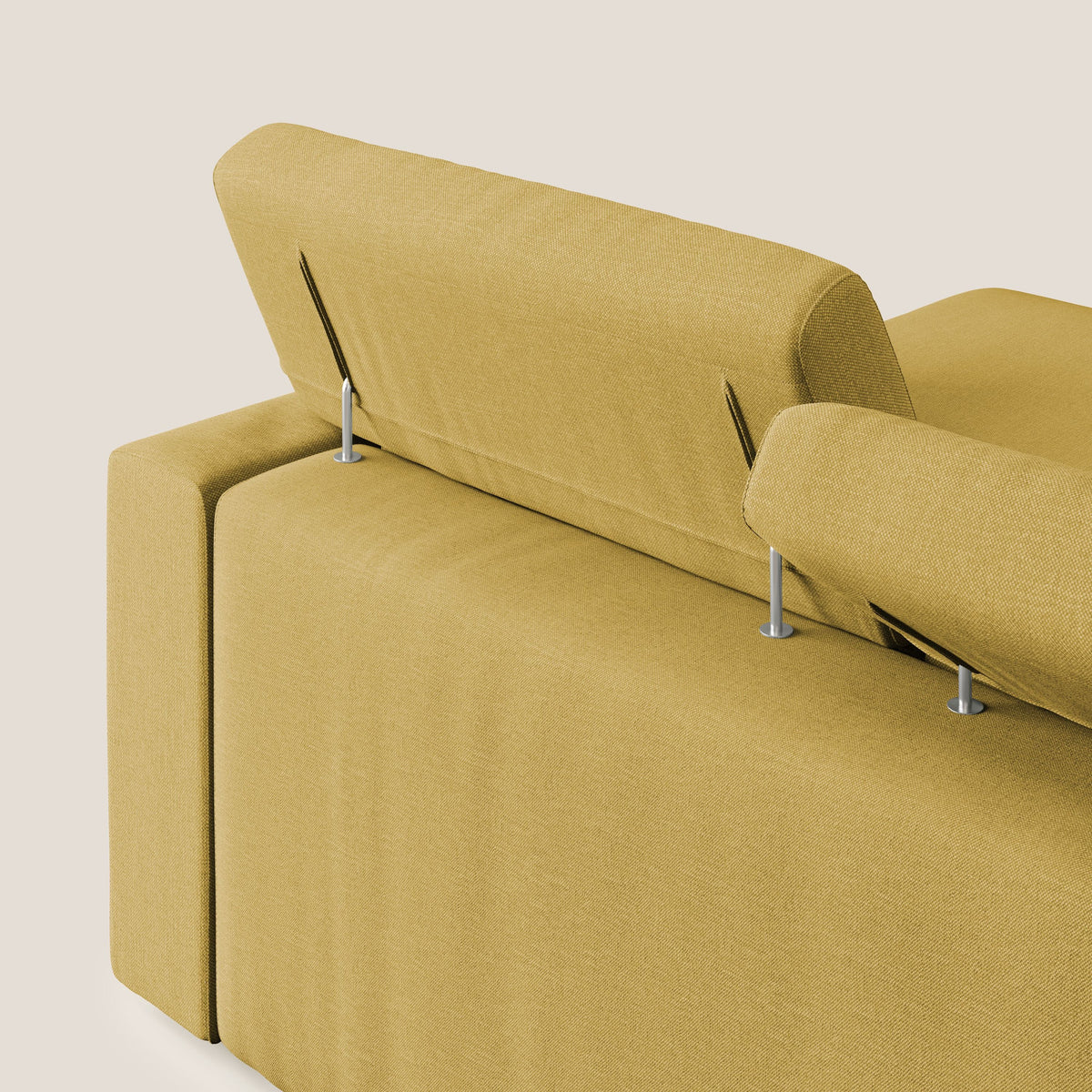 Dylan divano angolare con pouf estraibile poggiapiedi in tessuto simil cotone impermeabile T13 giallo - divitt.sbs