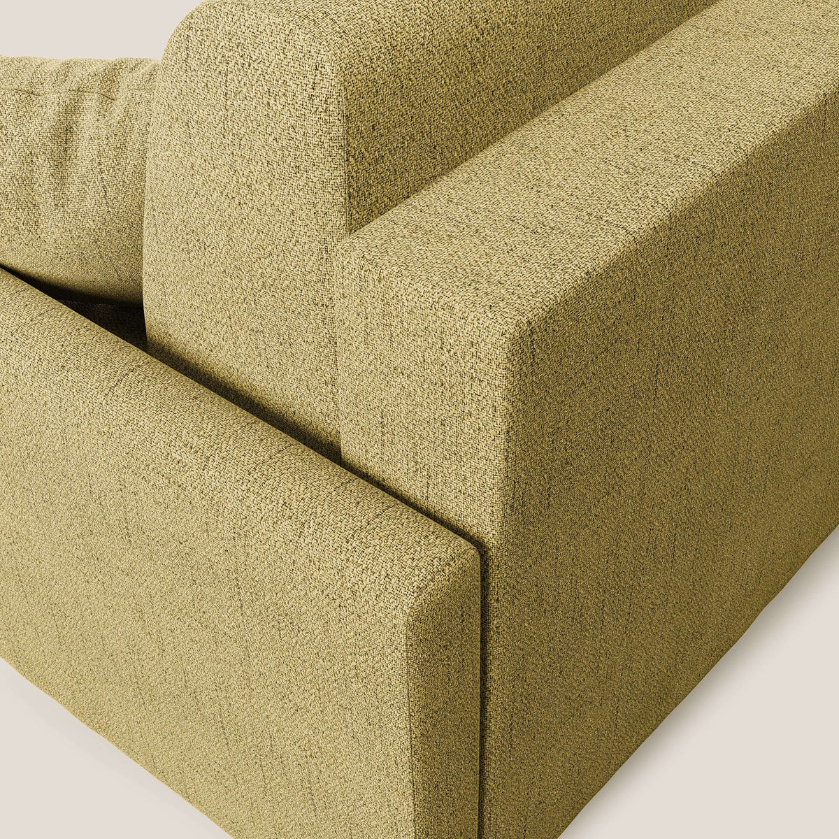Edgar divano letto angolare 243 cm sinistro (mat. 120x197) con RETE A DOGHE in tessuto felis impermeabile T03 giallo - divitt.sbs