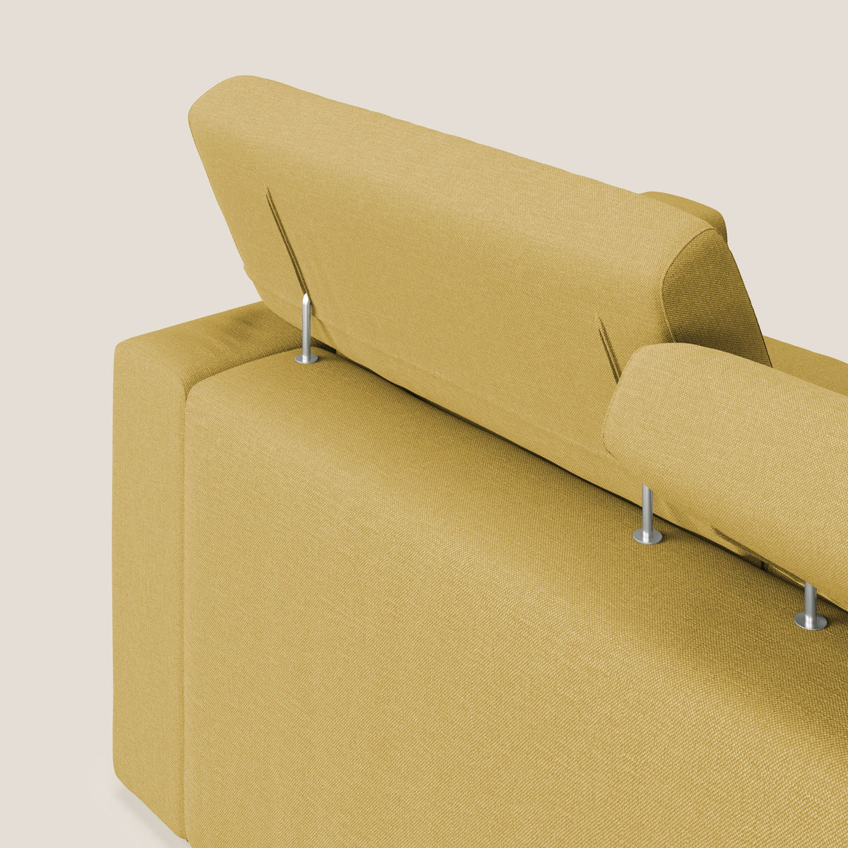Dylan divano a 3 sedute con pouf estraibile poggiapiedi in tessuto simil cotone impermeabile T13 giallo - divitt.sbs