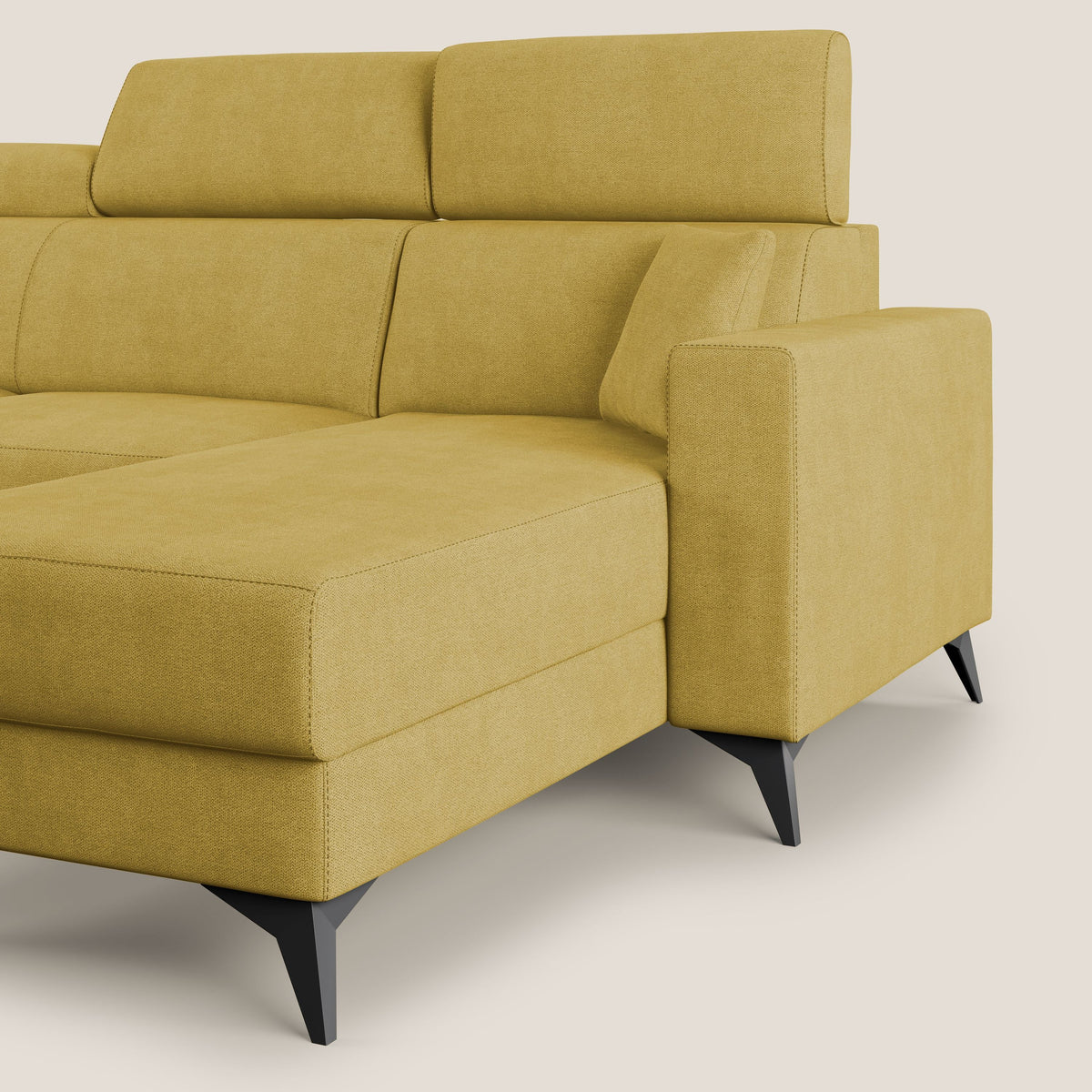 Pegaso divano letto angolare con poggiatesta reclinabili e rivestimento impermeabile T02 giallo - divitt.sbs