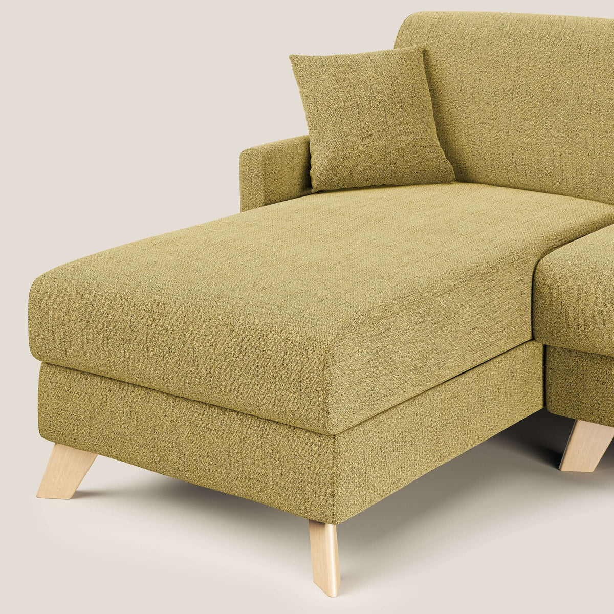 Edgar divano letto angolare 243 cm sinistro (mat. 120x197) con RETE A DOGHE in tessuto felis impermeabile T03 giallo - divitt.sbs