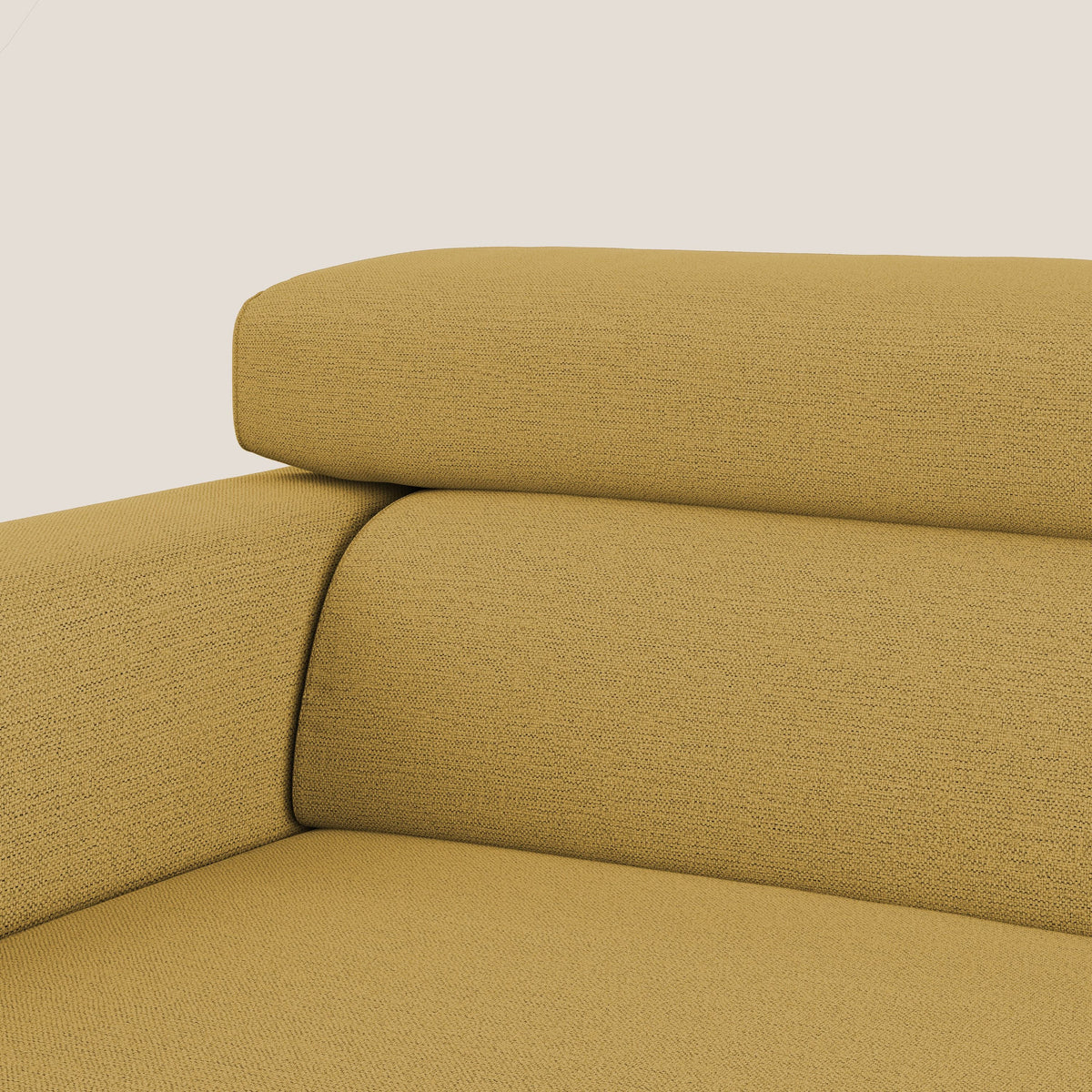 Dylan divano allungabile con pouf estraibile poggiapiedi in tessuto fiammato simil cotone impermeabile T19 giallo - divitt.sbs