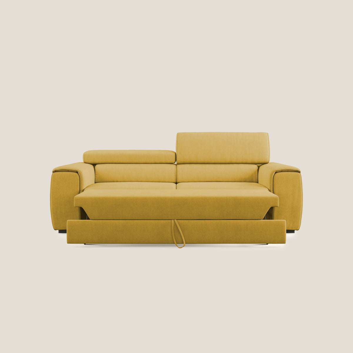 Zeno Divano con pouf estraibile poggiapiedi in tessuto morbido impermeabile T02 giallo - divitt.sbs