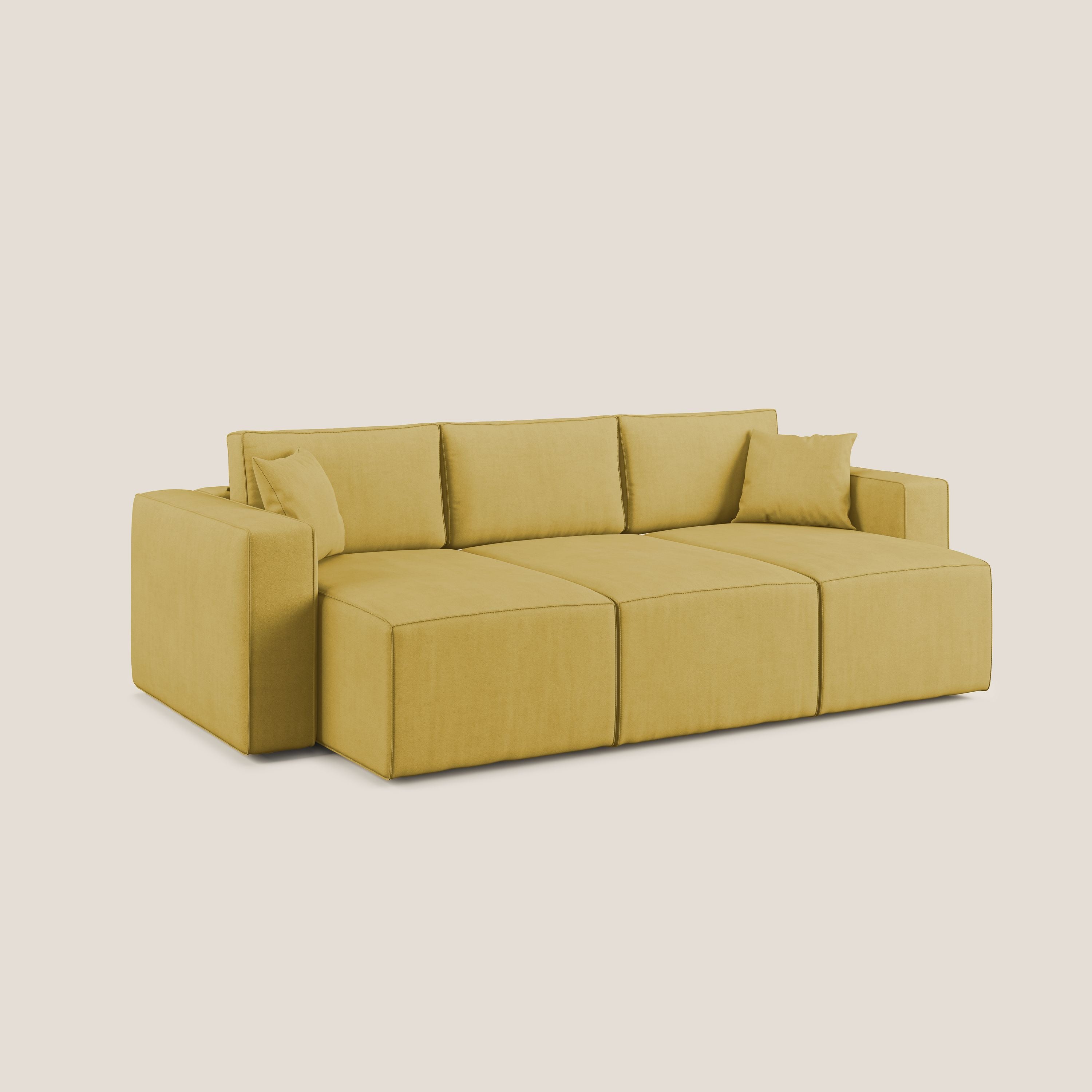 Morfeo divano con 3 sedute estraibili in morbido tessuto impermeabile T02 giallo - divitt.sbs
