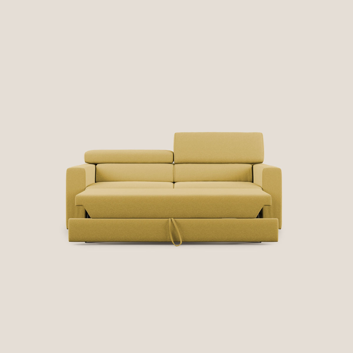 Dylan divano allungabile con pouf estraibile poggiapiedi in tessuto simil cotone impermeabile T13 giallo - divitt.sbs