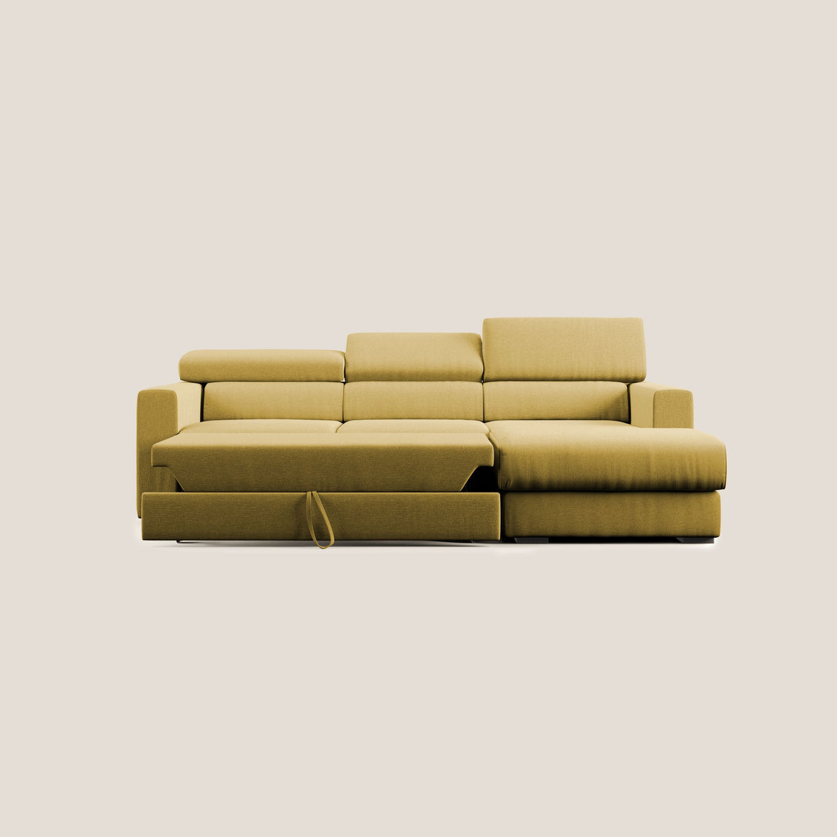 Dylan divano angolare con pouf estraibile poggiapiedi in tessuto simil cotone impermeabile T13 giallo - divitt.sbs