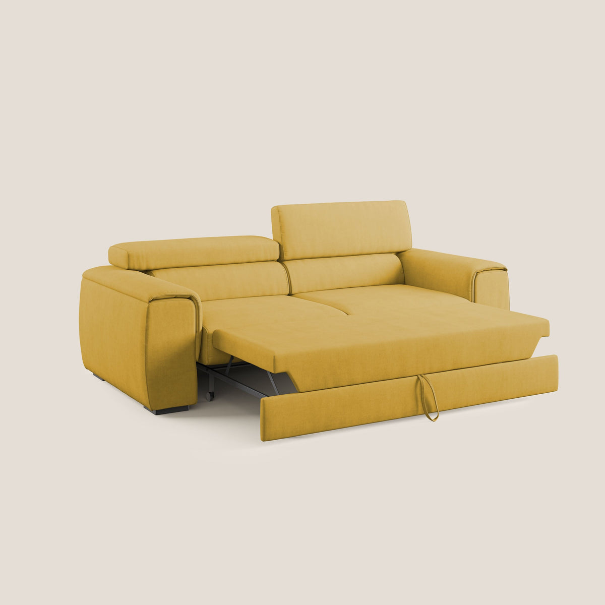 Zeno Divano con pouf estraibile poggiapiedi in tessuto morbido impermeabile T02 giallo - divitt.sbs