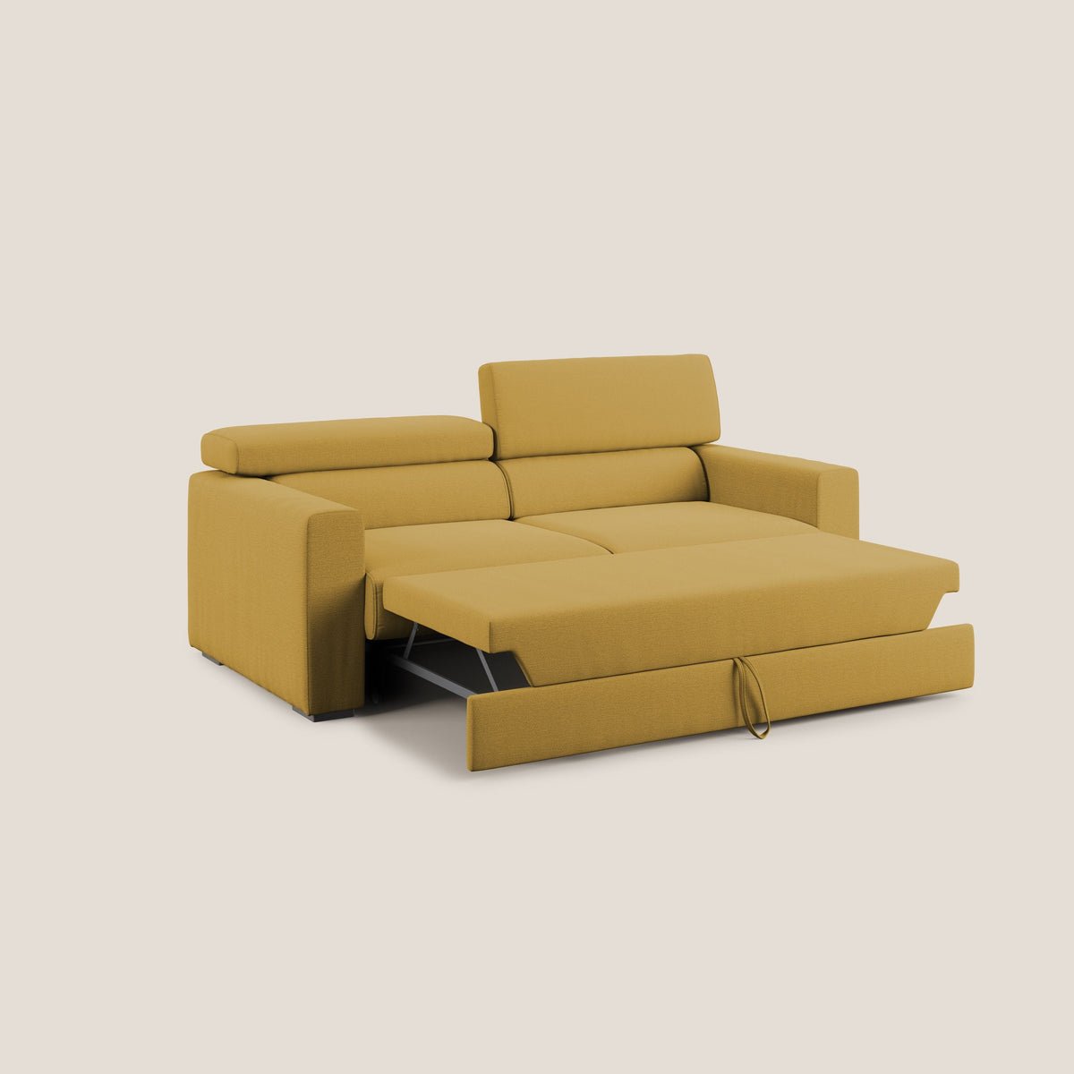 Dylan divano allungabile con pouf estraibile poggiapiedi in tessuto fiammato simil cotone impermeabile T19 giallo - divitt.sbs