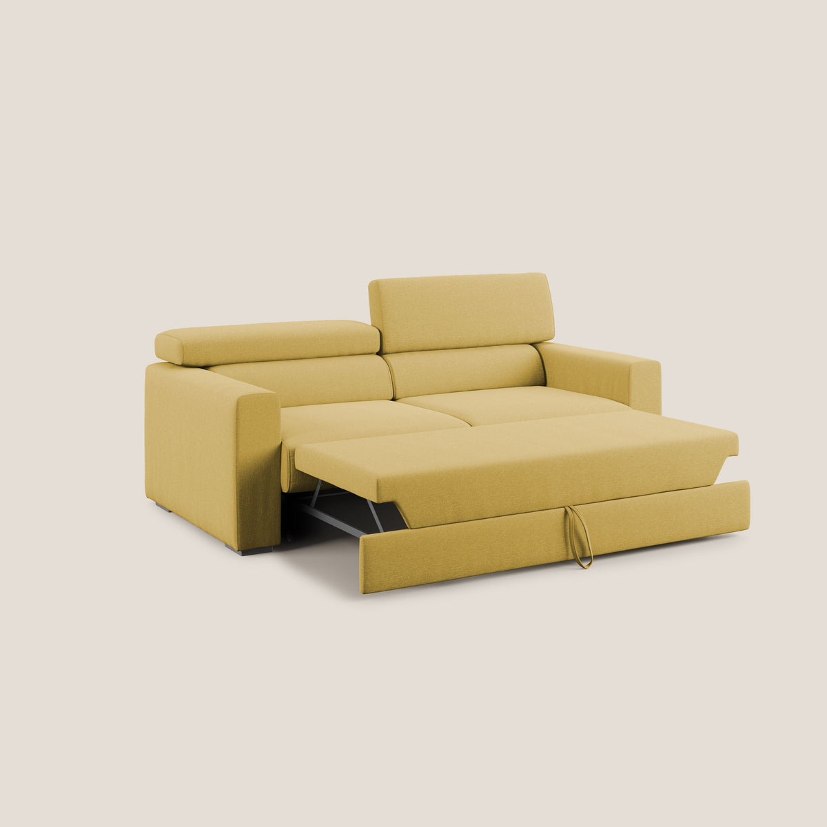 Dylan divano allungabile con pouf estraibile poggiapiedi in tessuto simil cotone impermeabile T13 giallo - divitt.sbs