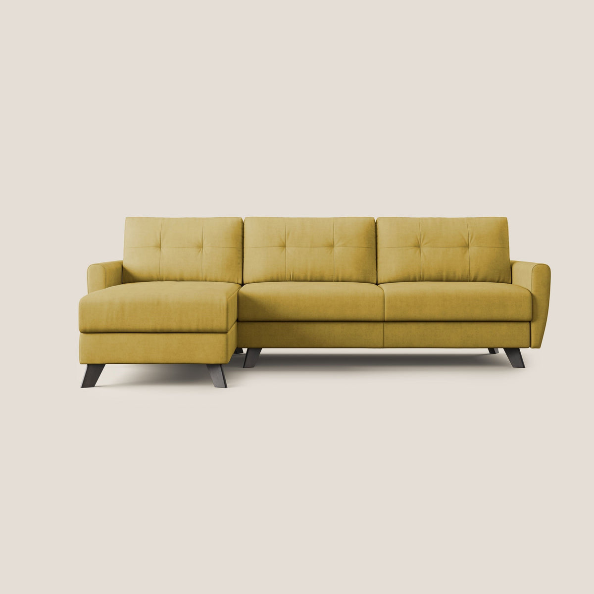 Callisto Divano letto angolare con penisola in tessuto morbido impermeabile T02 giallo - divitt.sbs