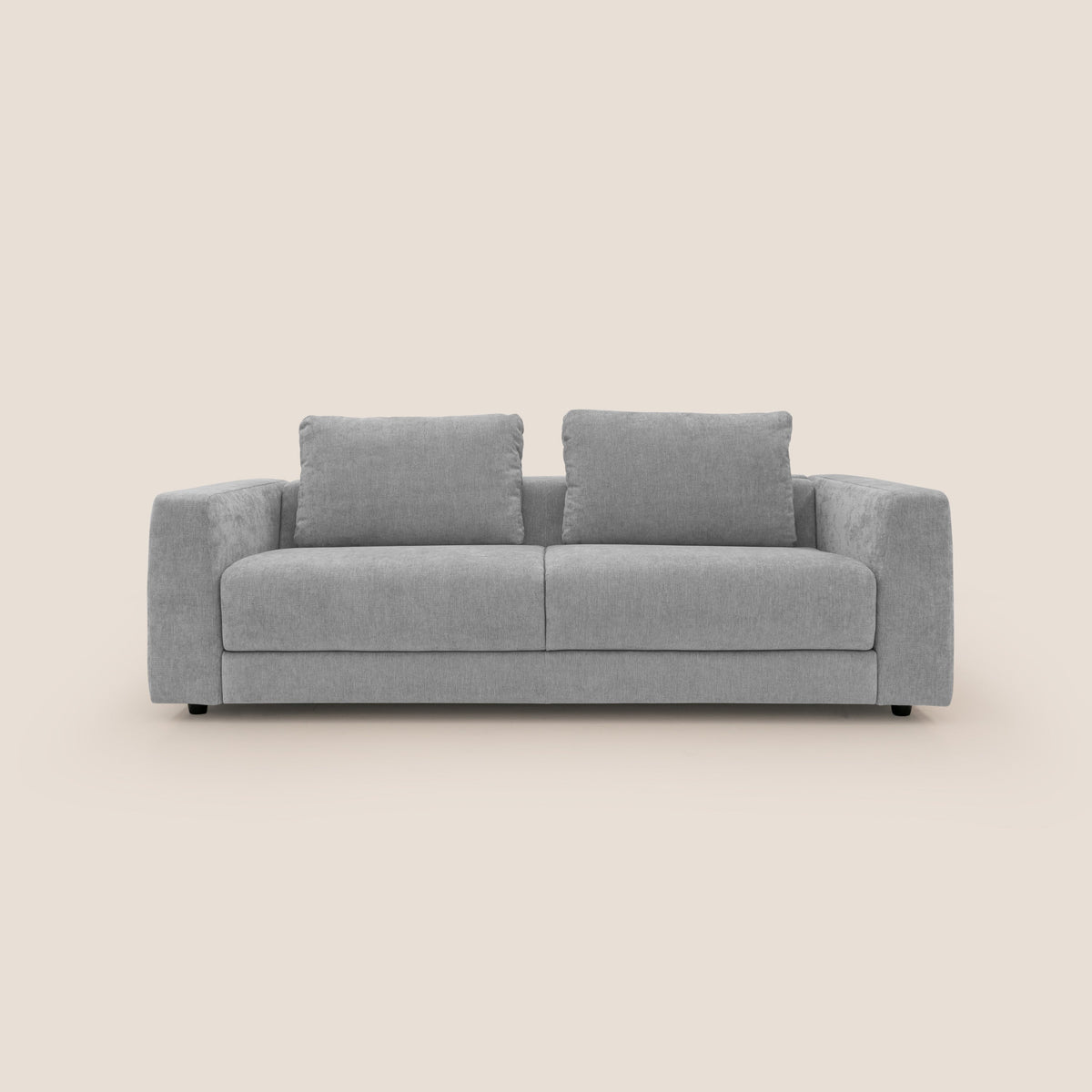 Freia Divano letto minimal materasso h15 cm con morbidi schienali in tessuto impermeabile T14 grigio chiaro - divitt.sbs