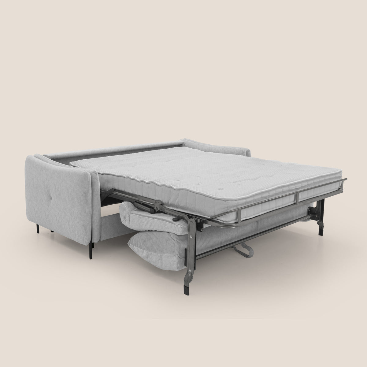 Gregory Divano letto con materasso h18 cm in microfibra effetto velluto impermeabile T09 grigio chiaro - divitt.sbs
