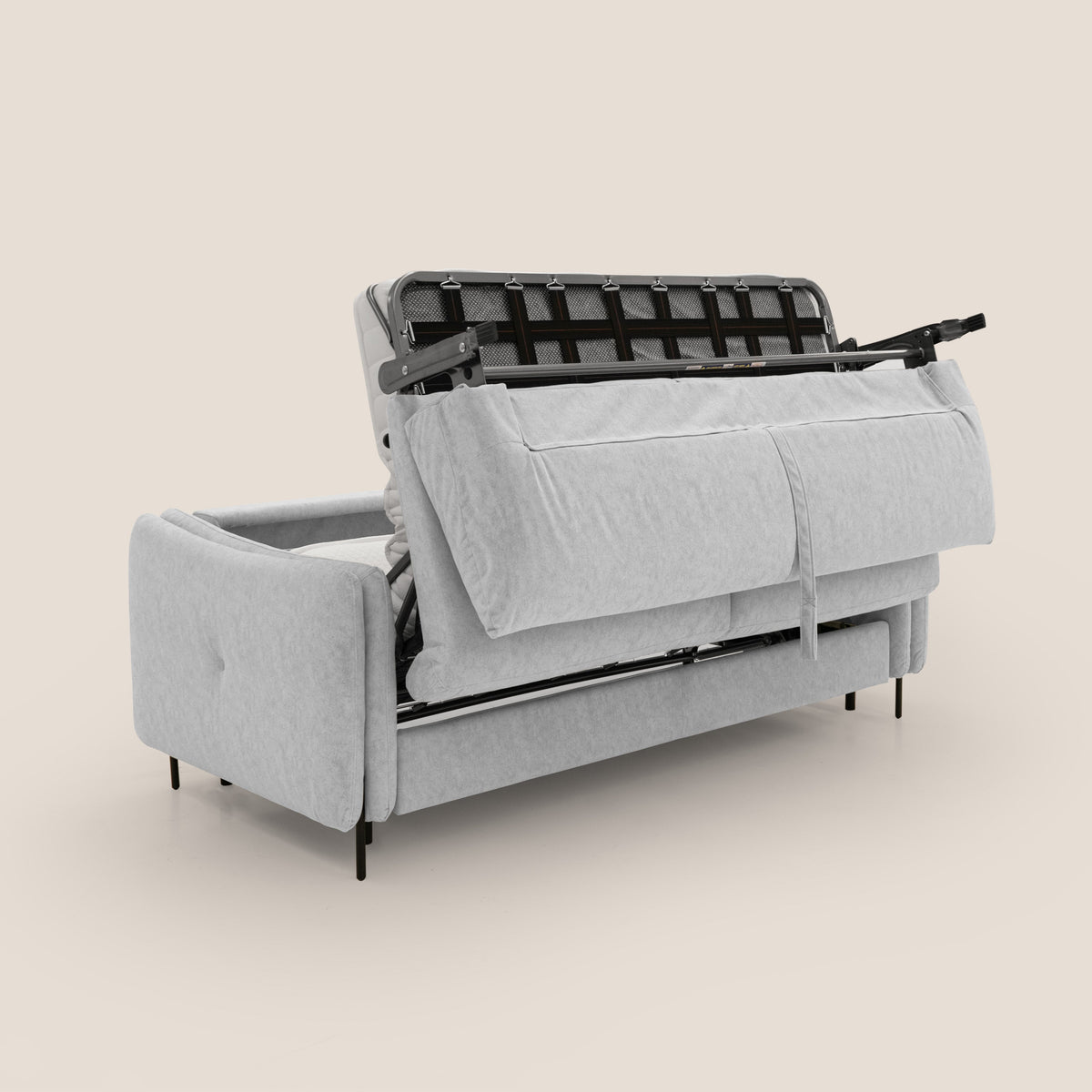 Gregory Divano letto con materasso h18 cm in microfibra effetto velluto impermeabile T09 grigio chiaro - divitt.sbs