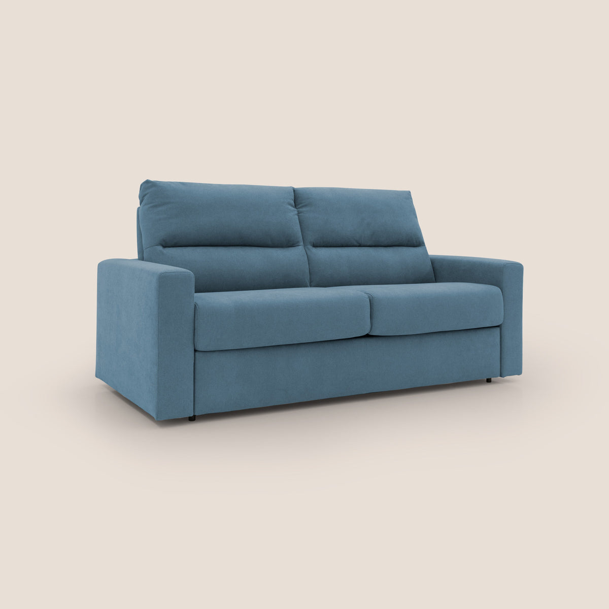 Paloma divano letto con materasso alto 18 cm con Aloe Vera in tessuto impermeabile blu - divitt.sbs