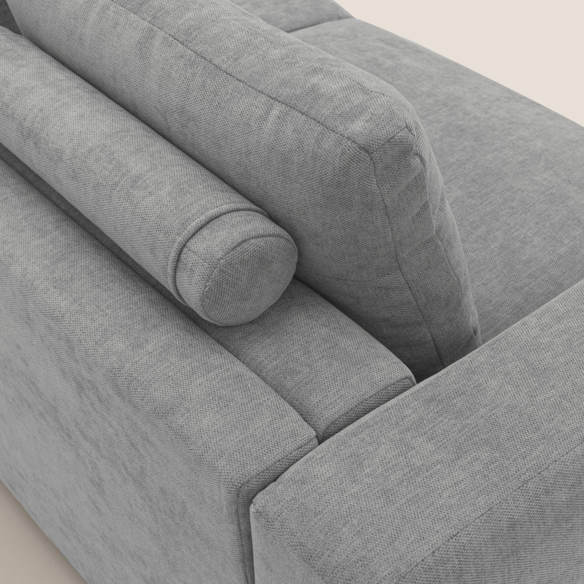 Freia Divano letto minimal materasso h15 cm con morbidi schienali in tessuto impermeabile T14 grigio chiaro - divitt.sbs