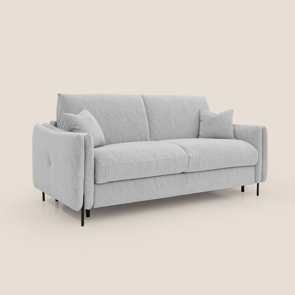 Gregory Divano letto con materasso h18 cm in microfibra effetto velluto impermeabile T09 grigio chiaro - divitt.sbs