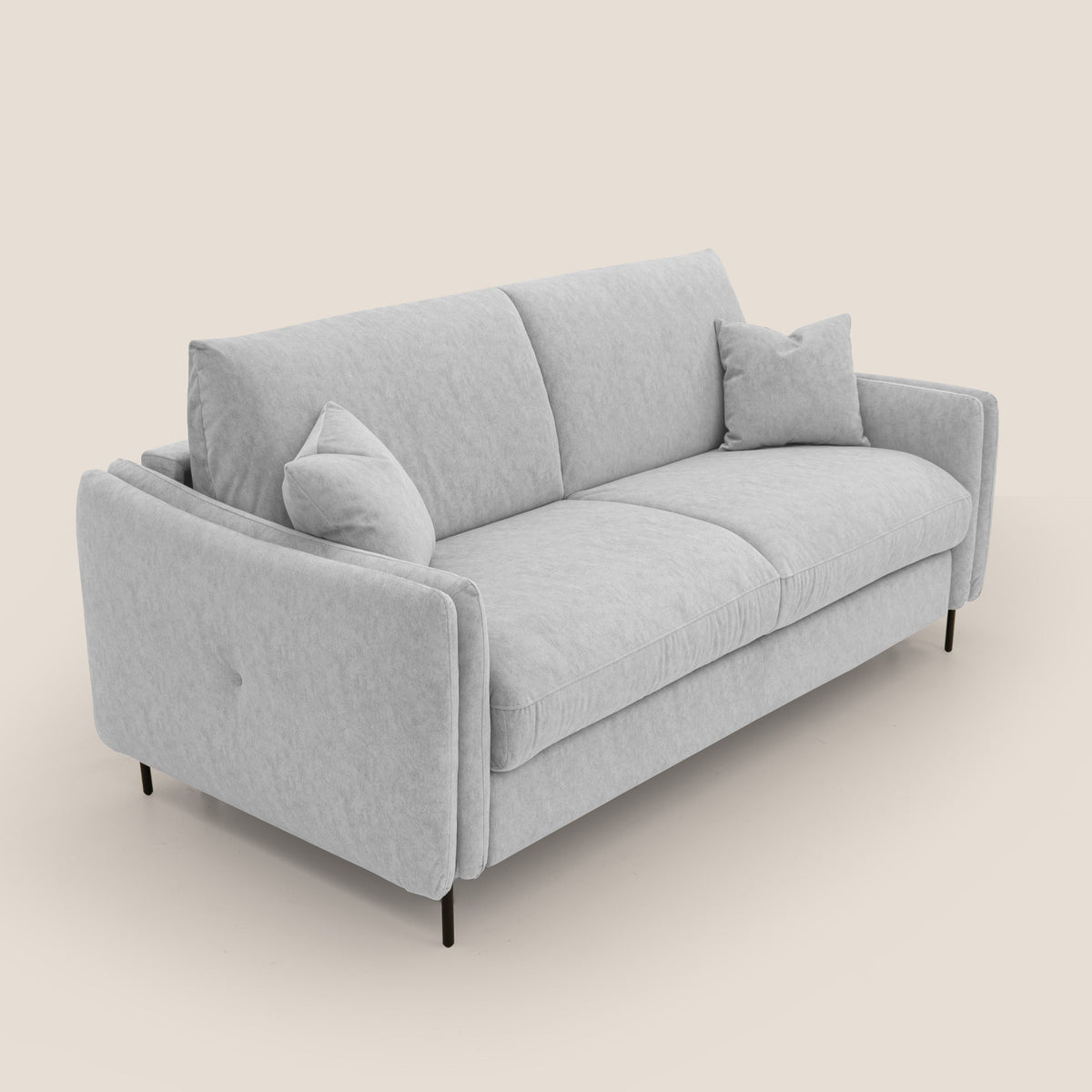 Gregory Divano letto con materasso h18 cm in microfibra effetto velluto impermeabile T09 grigio chiaro - divitt.sbs