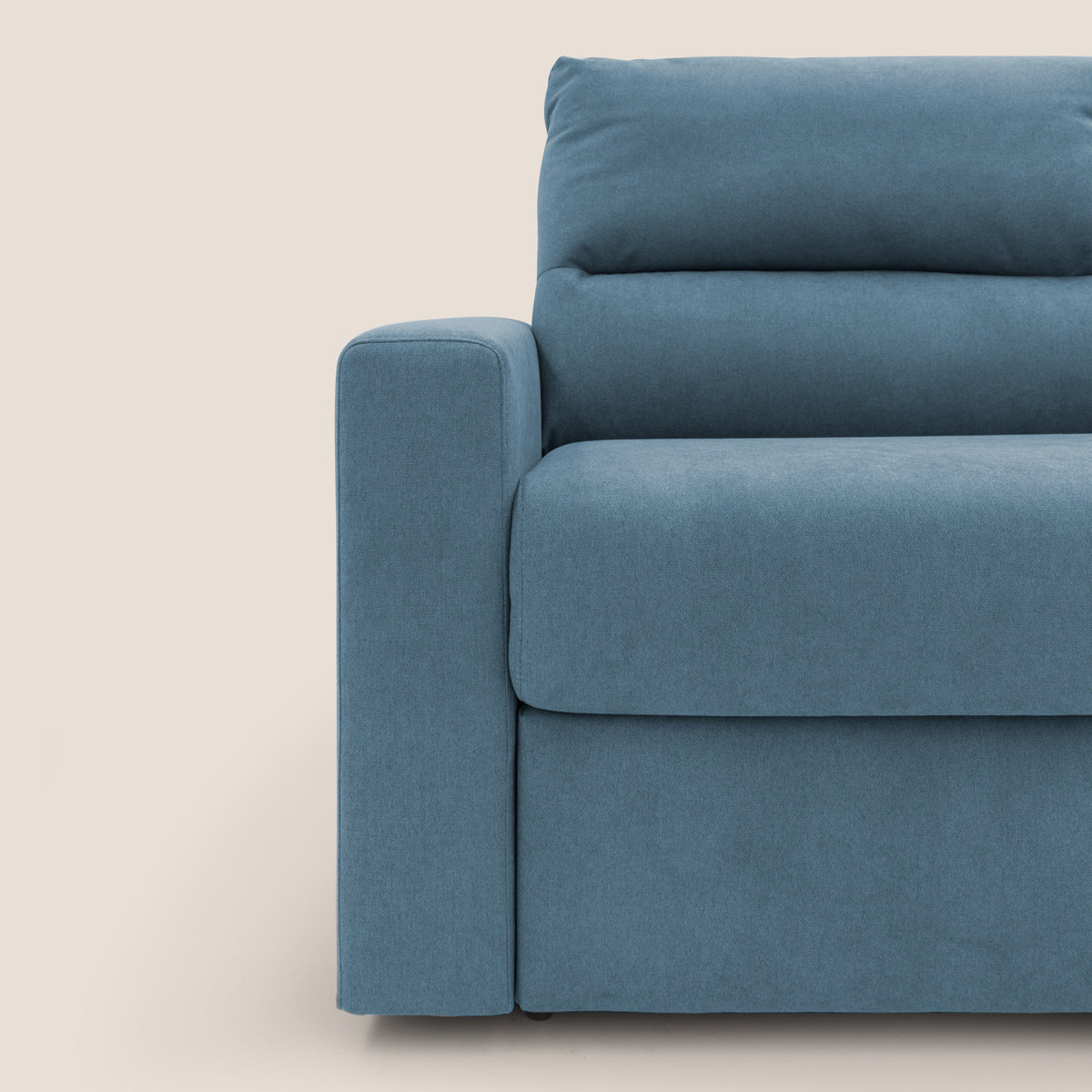 Paloma divano letto con materasso alto 18 cm con Aloe Vera in tessuto impermeabile blu - divitt.sbs