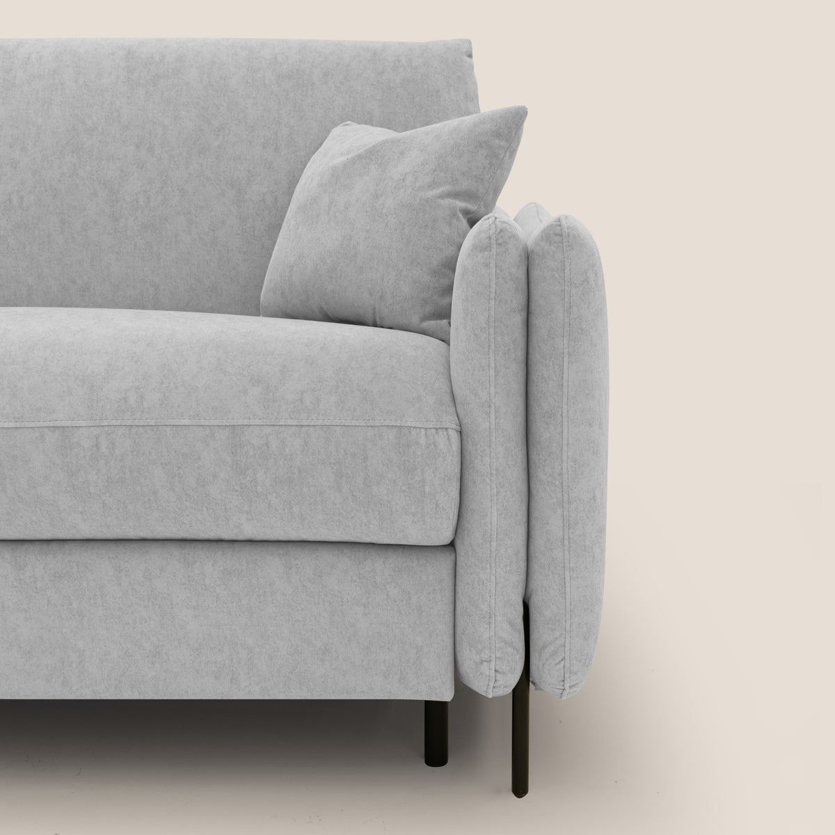 Gregory Divano letto con materasso h18 cm in microfibra effetto velluto impermeabile T09 grigio chiaro - divitt.sbs