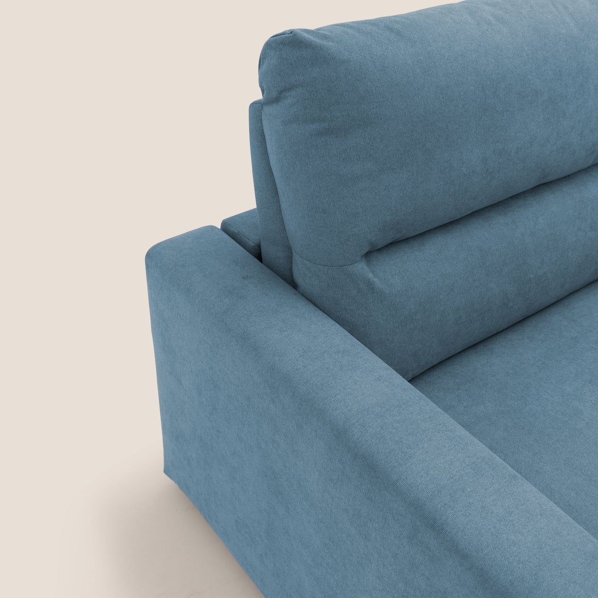 Paloma divano letto con materasso alto 18 cm con Aloe Vera in tessuto impermeabile blu - divitt.sbs