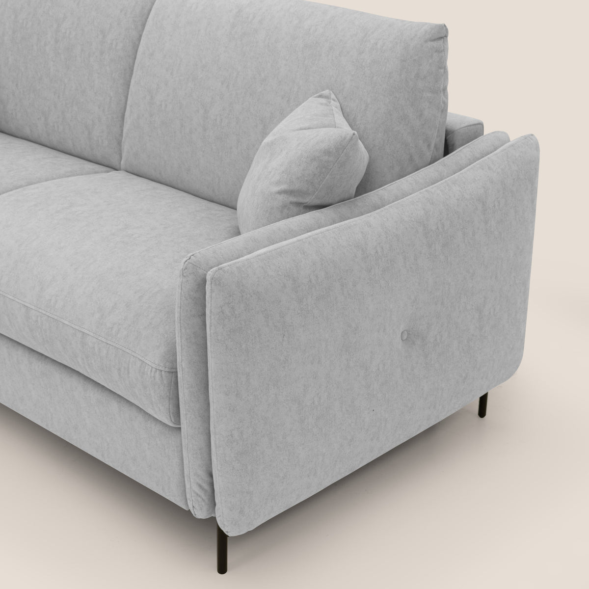 Gregory Divano letto con materasso h18 cm in microfibra effetto velluto impermeabile T09 grigio chiaro - divitt.sbs