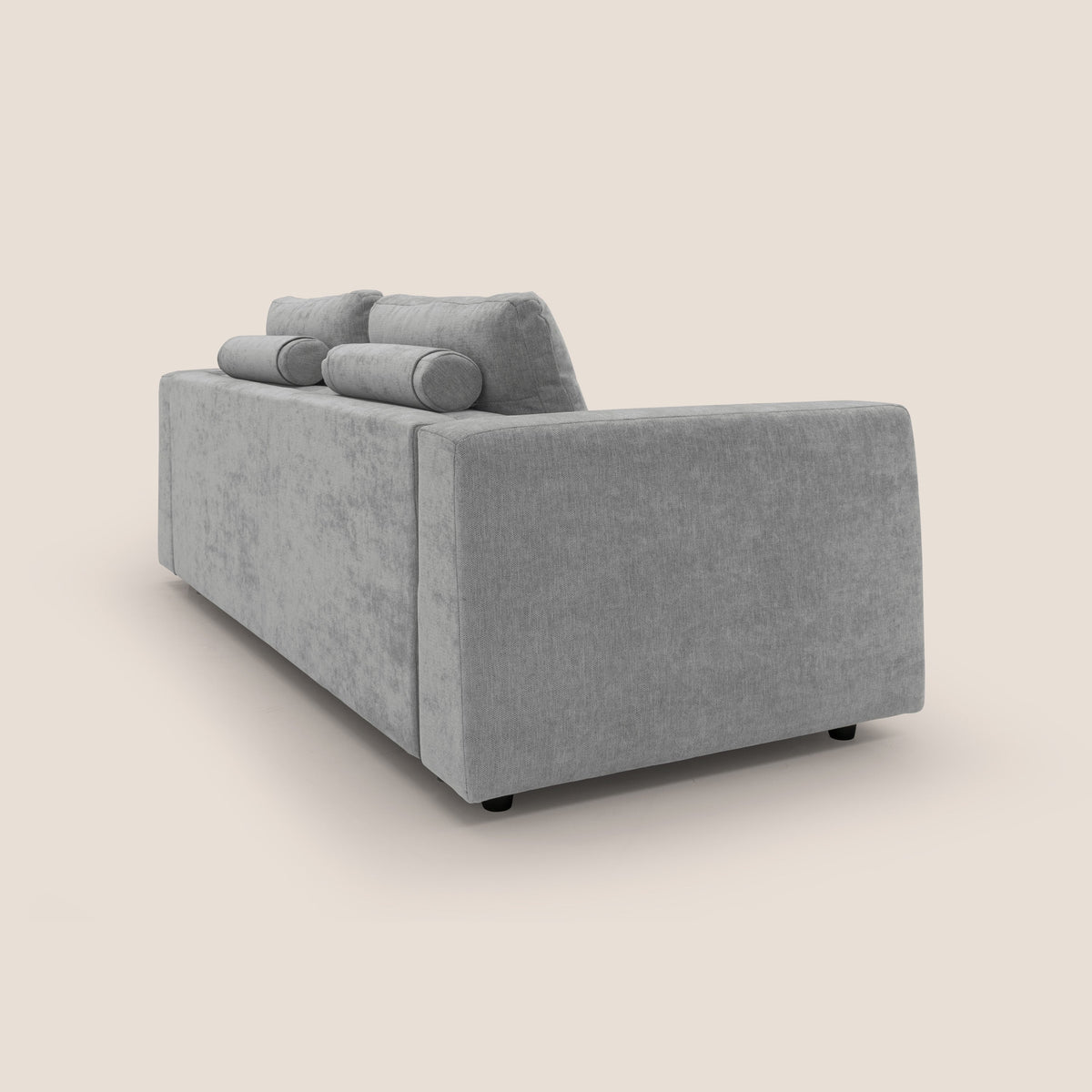 Freia Divano letto minimal materasso h15 cm con morbidi schienali in tessuto impermeabile T14 grigio chiaro - divitt.sbs