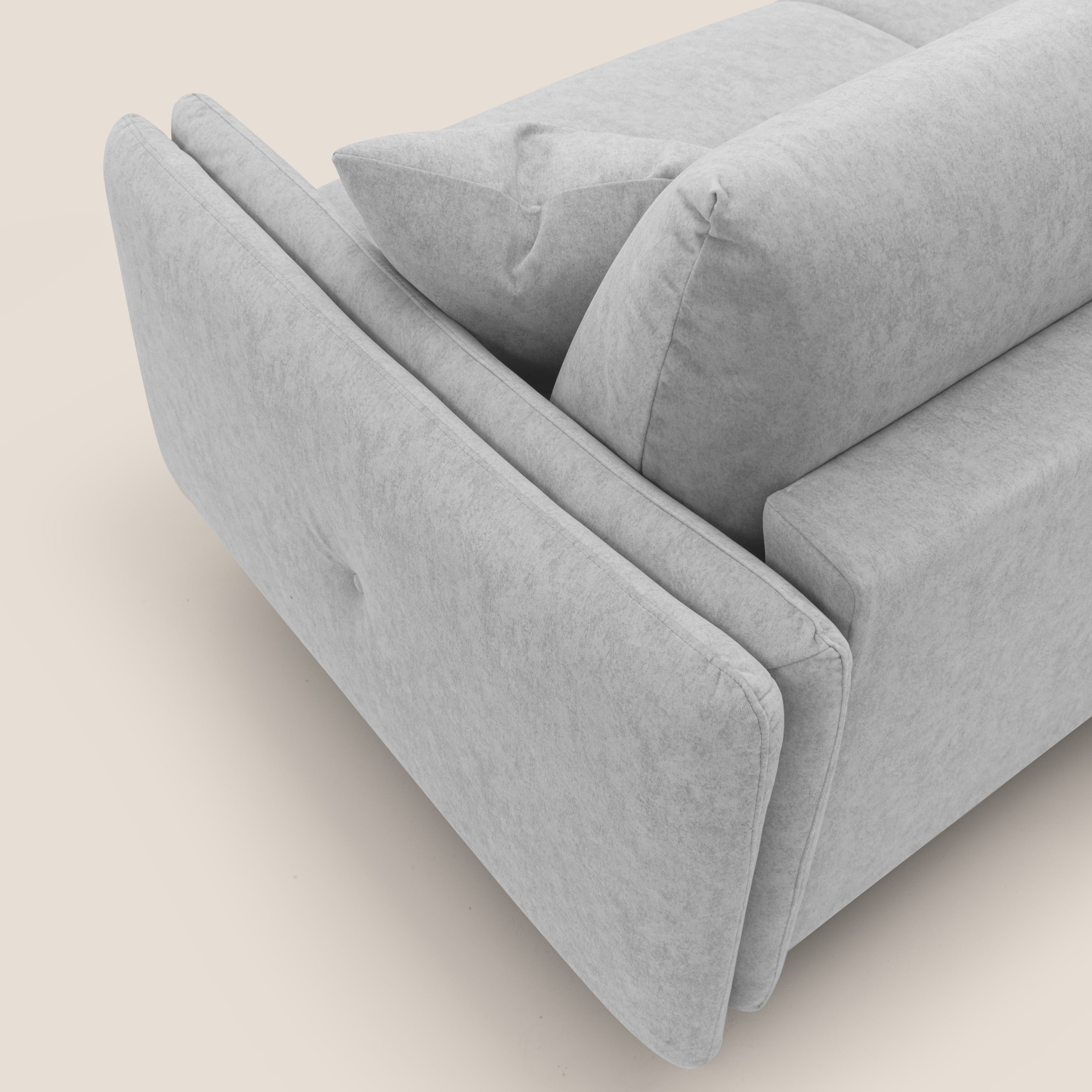 Gregory Divano letto con materasso h18 cm in microfibra effetto velluto impermeabile T09 grigio chiaro - divitt.sbs