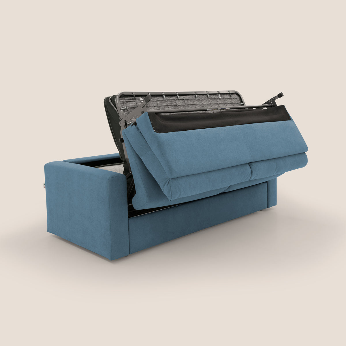 Paloma divano letto con materasso alto 18 cm con Aloe Vera in tessuto impermeabile blu - divitt.sbs