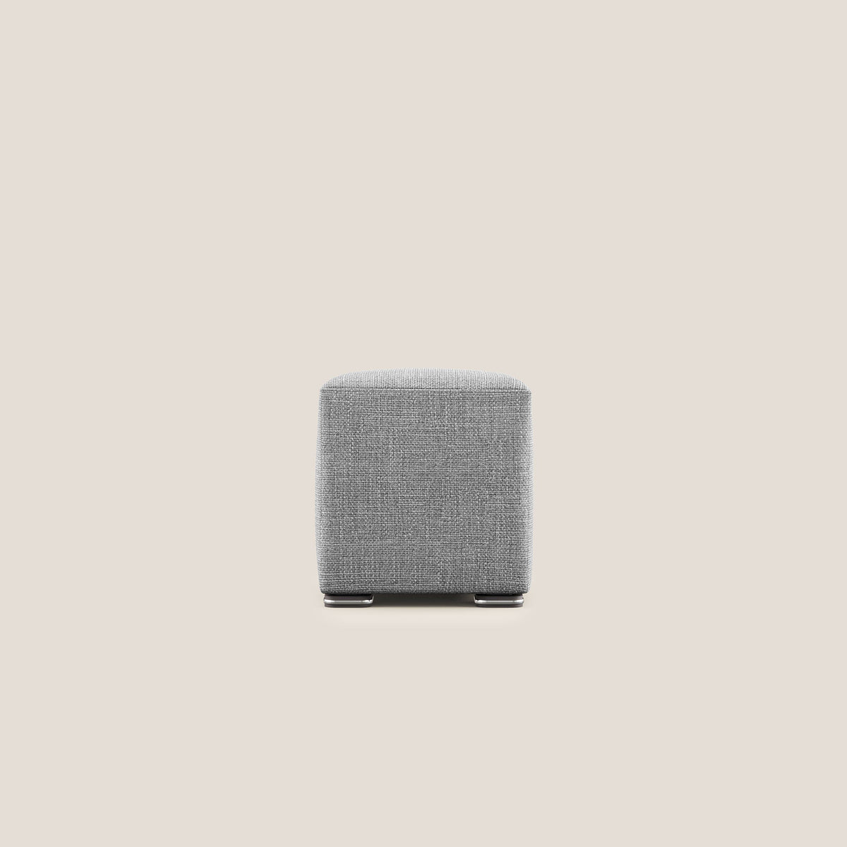 Cube pouf in morbido tessuto impermeabile ad intreccio melangiato T06 grigio - divitt.sbs