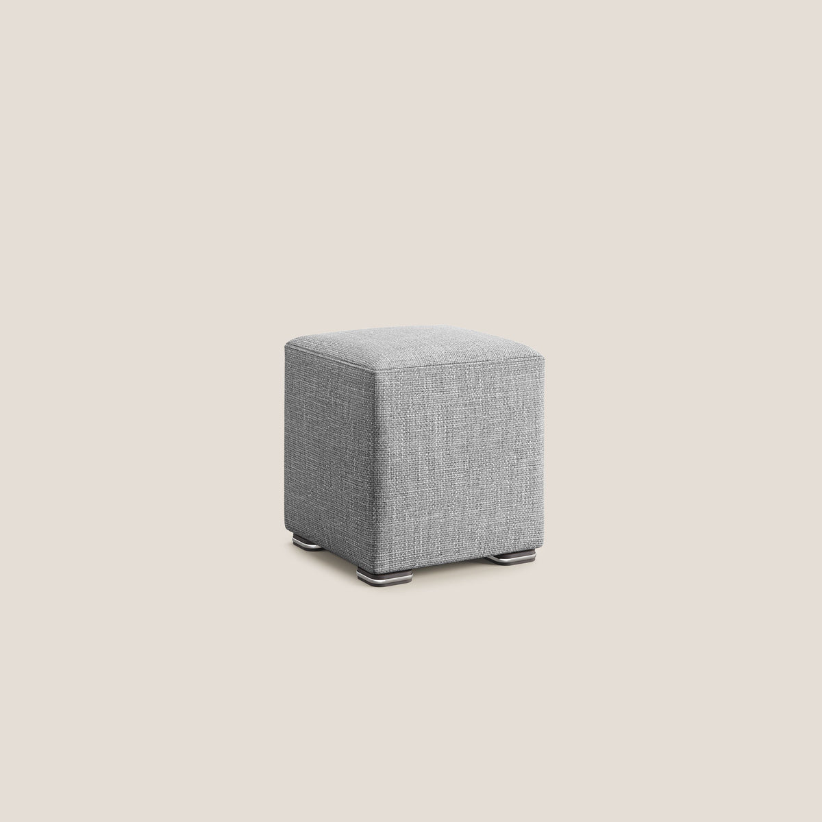 Cube pouf in morbido tessuto impermeabile ad intreccio melangiato T06 grigio - divitt.sbs