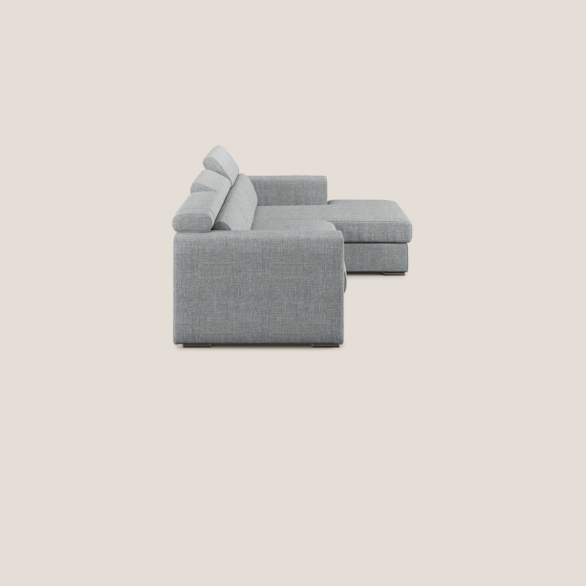 Vegas divano angolare con poggiatesta reclinabili in morbido tessuto impermeabile T06 grigio - divitt.sbs