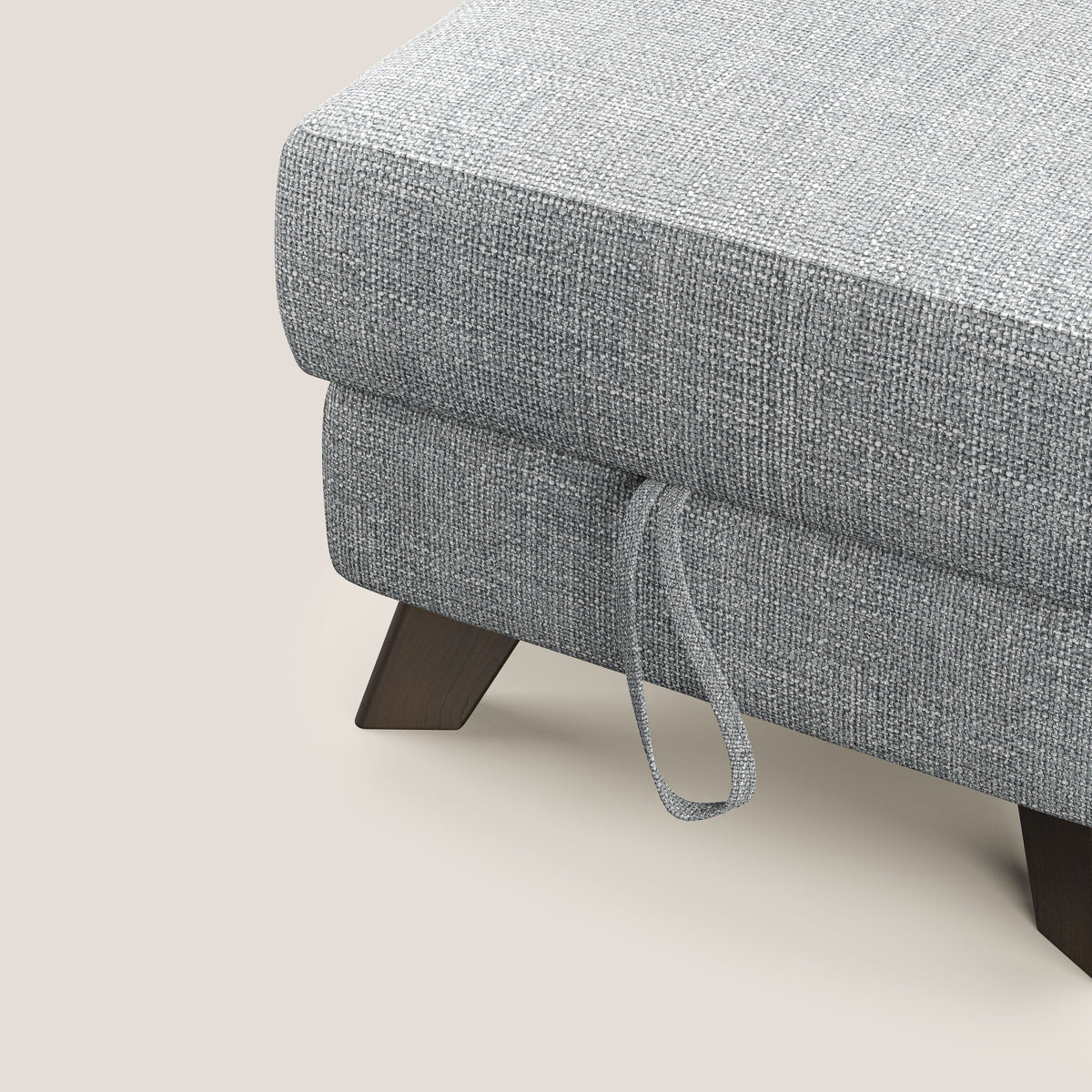 Moon Pouf contenitore e piedini alti in tessuto morbido ad intreccio soft-touch impermeabile T06 grigio - divitt.sbs