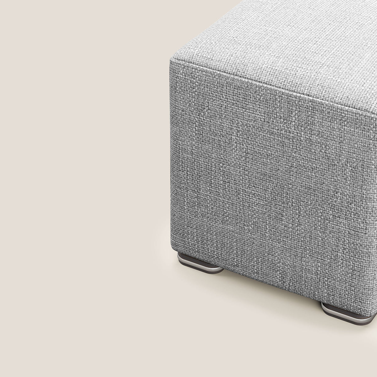 Cube pouf in morbido tessuto impermeabile ad intreccio melangiato T06 grigio - divitt.sbs