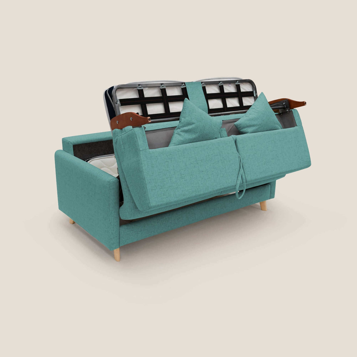 Edgar divano letto matrimoniale in tessuto felis impermeabile T03 verde acqua - divitt.sbs