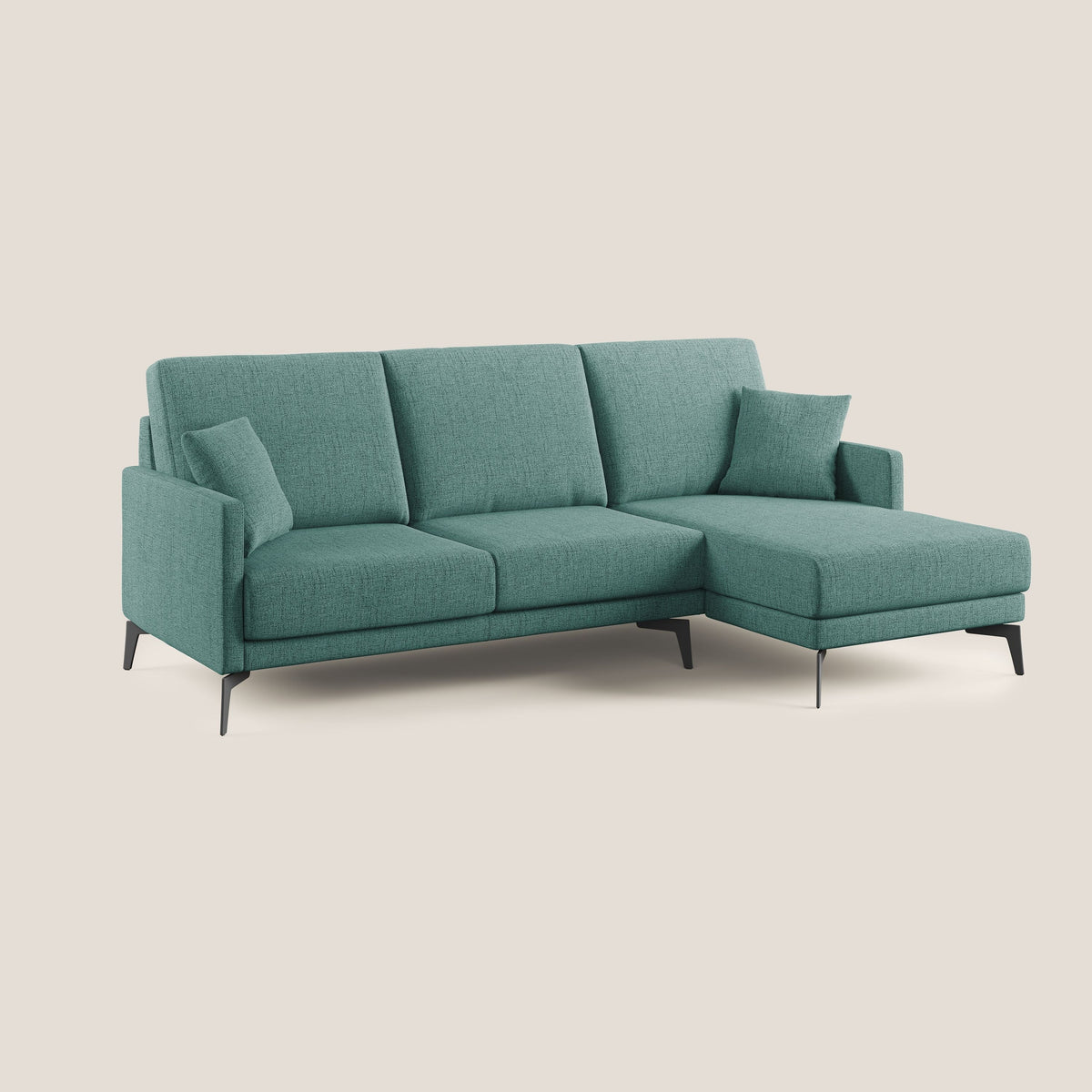 Saturno divano angolare moderno in tessuto morbido impermeabile T03 verde acqua - divitt.sbs
