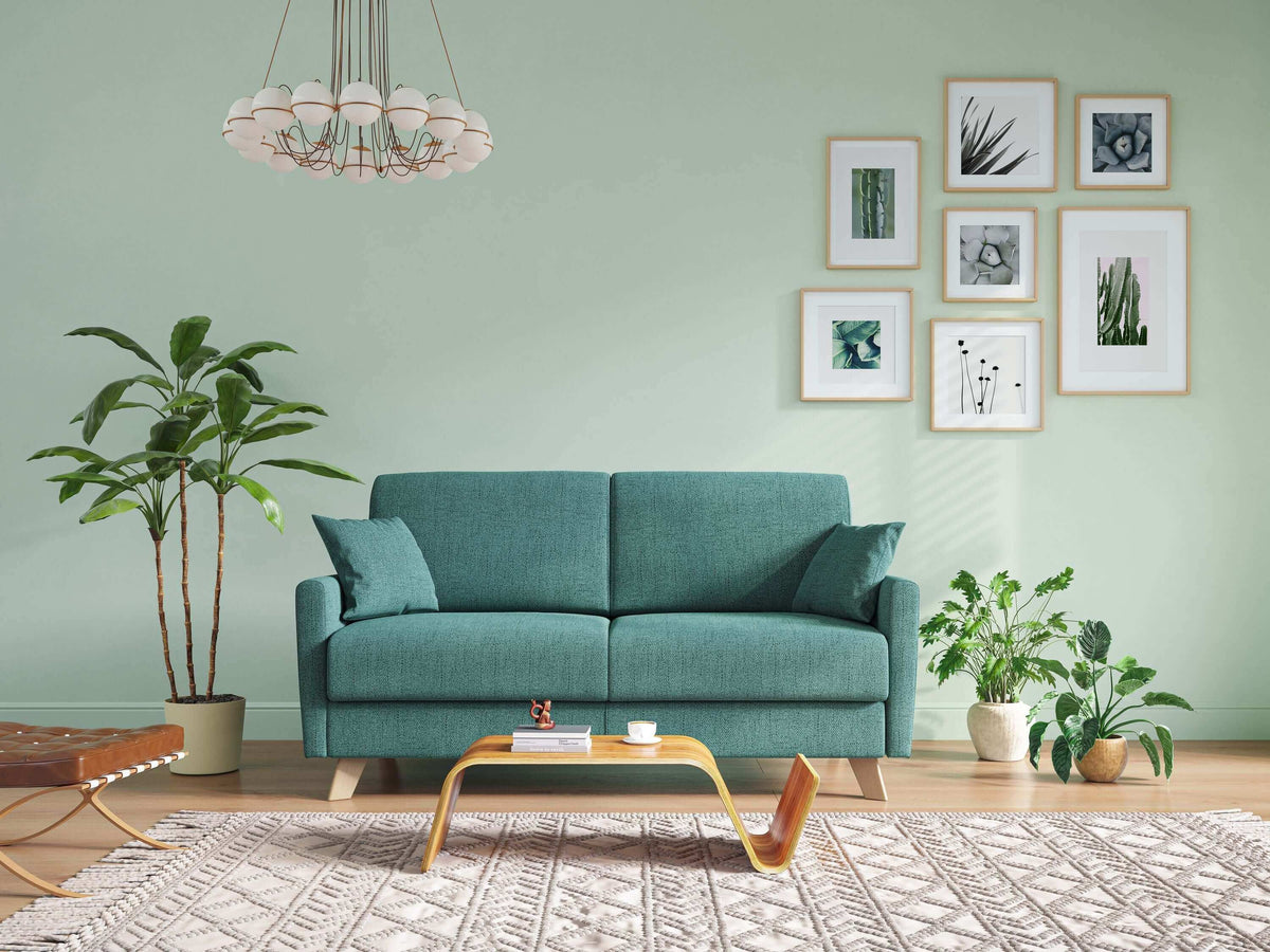 Edgar divano letto matrimoniale in tessuto felis impermeabile T03 verde acqua - divitt.sbs