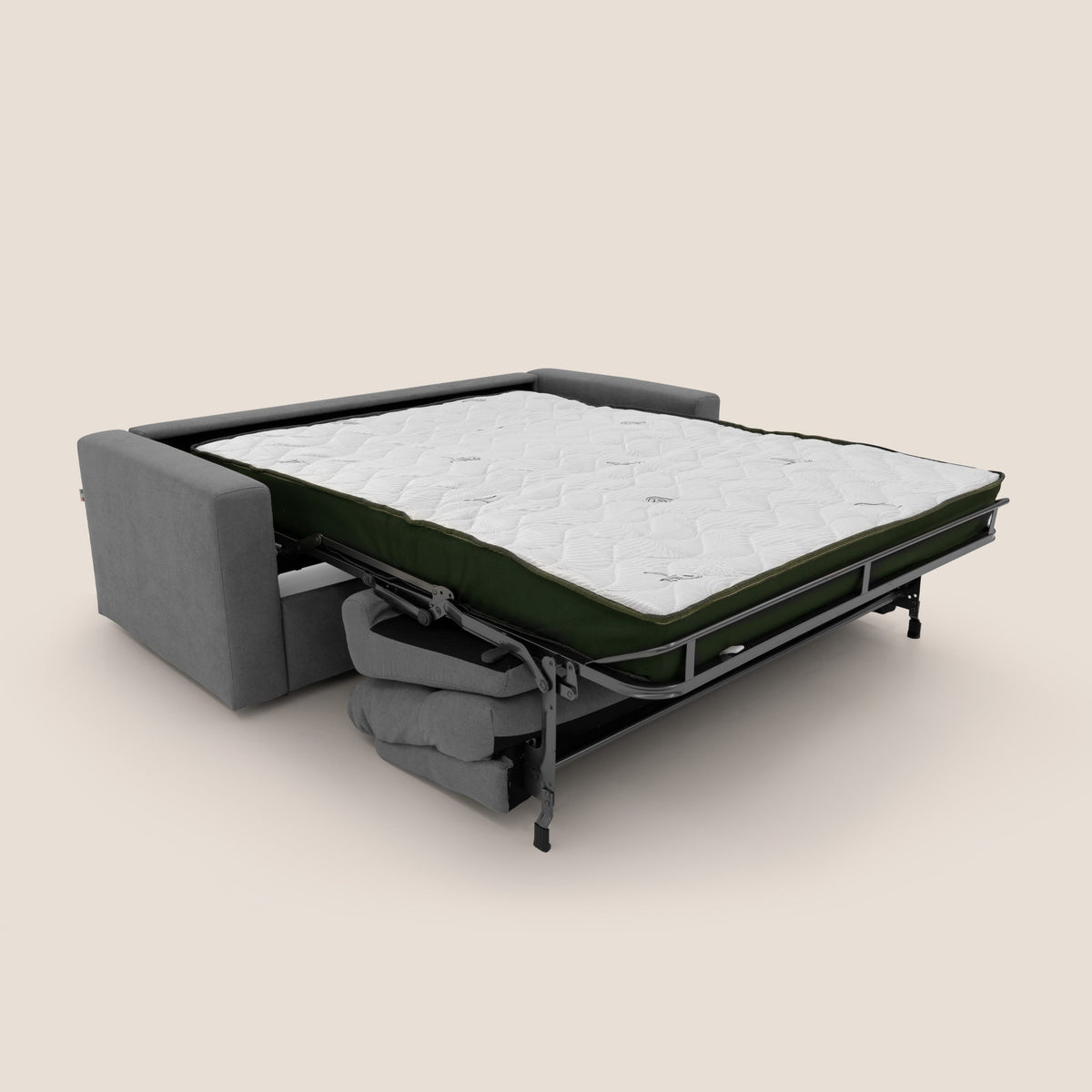Paloma divano letto con materasso alto 18 cm con Aloe Vera in tessuto impermeabile grigio - divitt.sbs