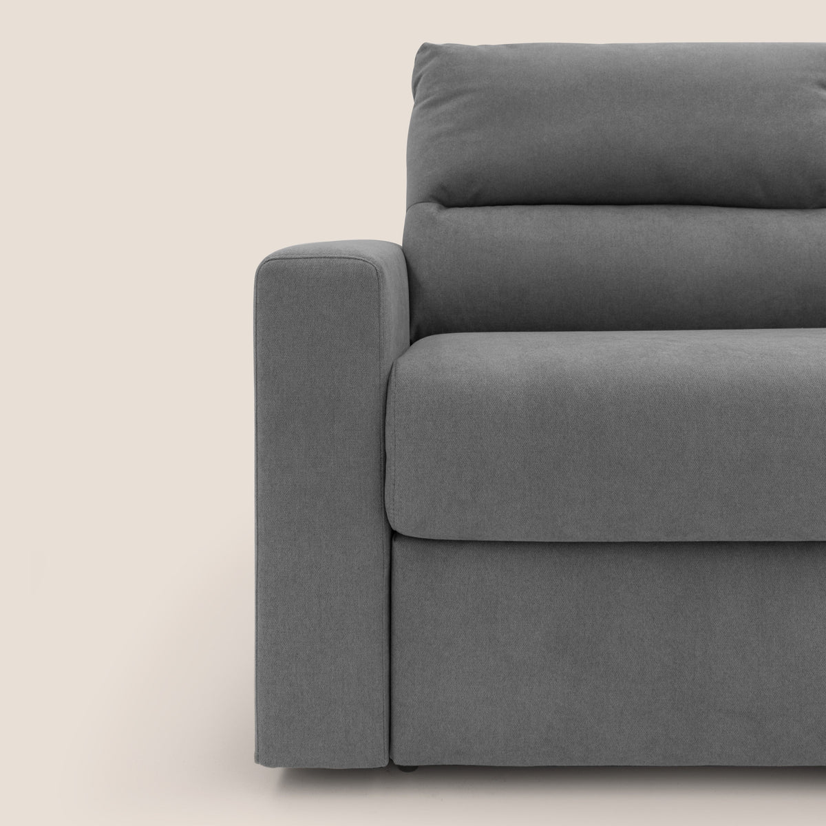 Paloma divano letto con materasso alto 18 cm con Aloe Vera in tessuto impermeabile grigio - divitt.sbs