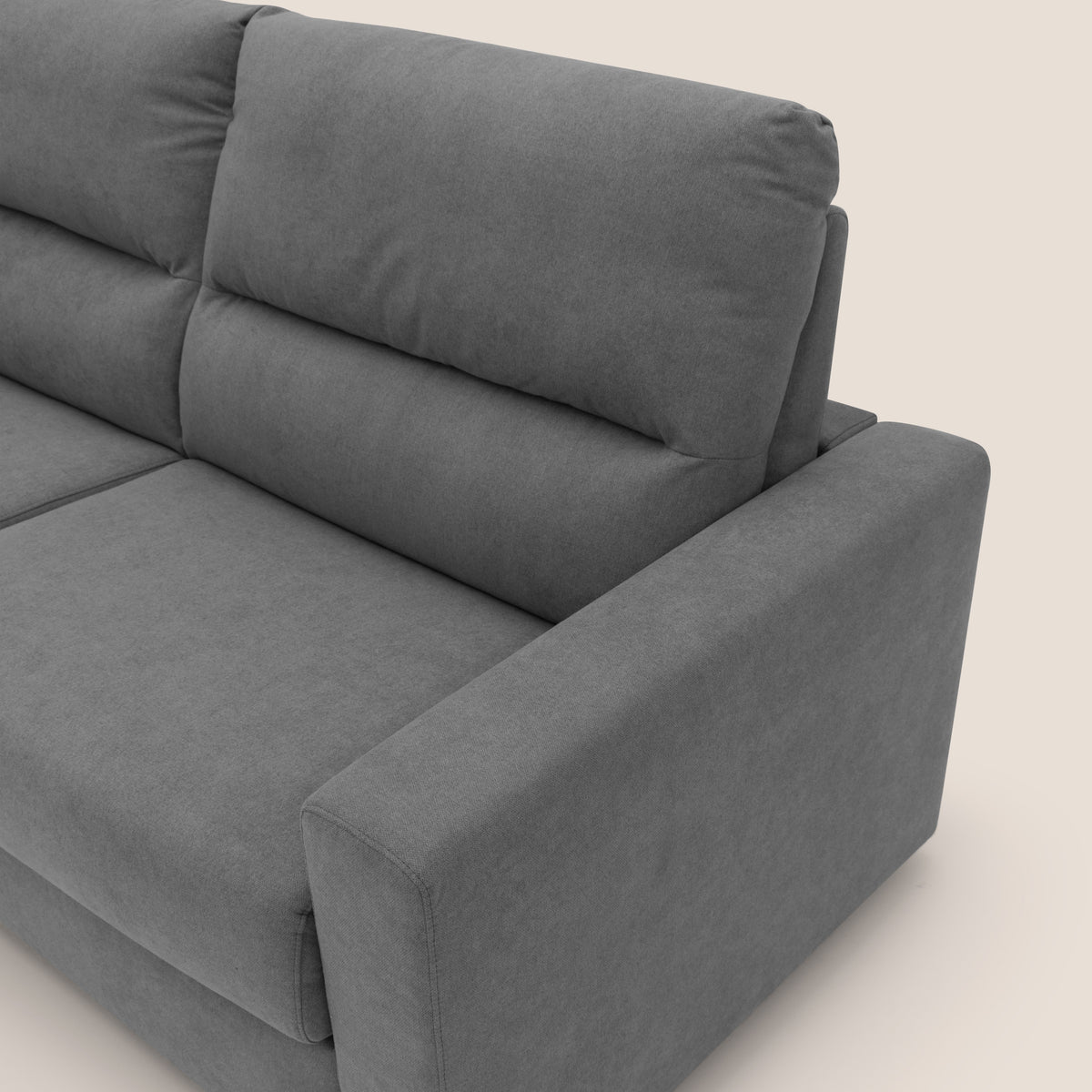 Paloma divano letto con materasso alto 18 cm con Aloe Vera in tessuto impermeabile grigio - divitt.sbs
