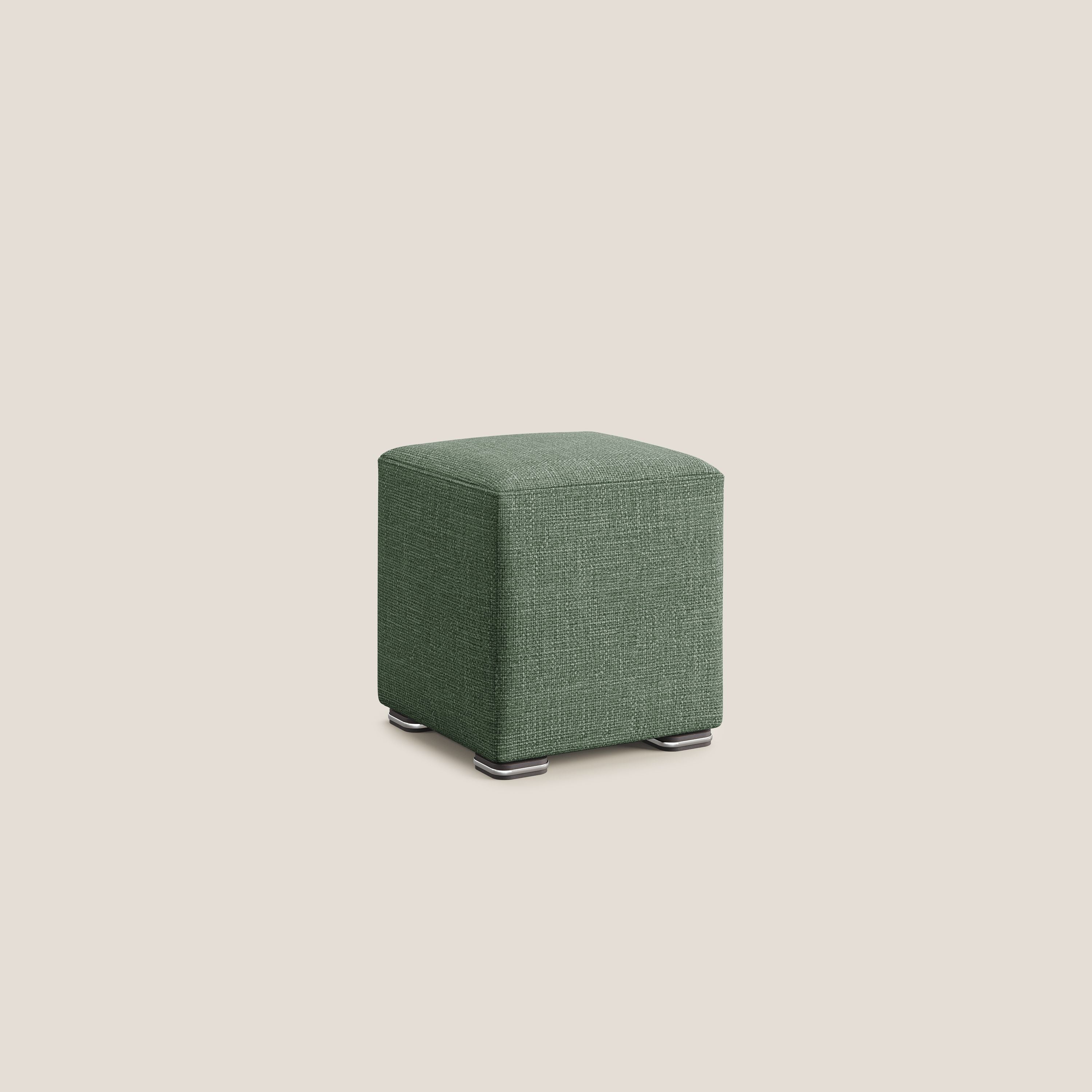 Cube pouf in morbido tessuto impermeabile ad intreccio melangiato T06 verde - divitt.sbs
