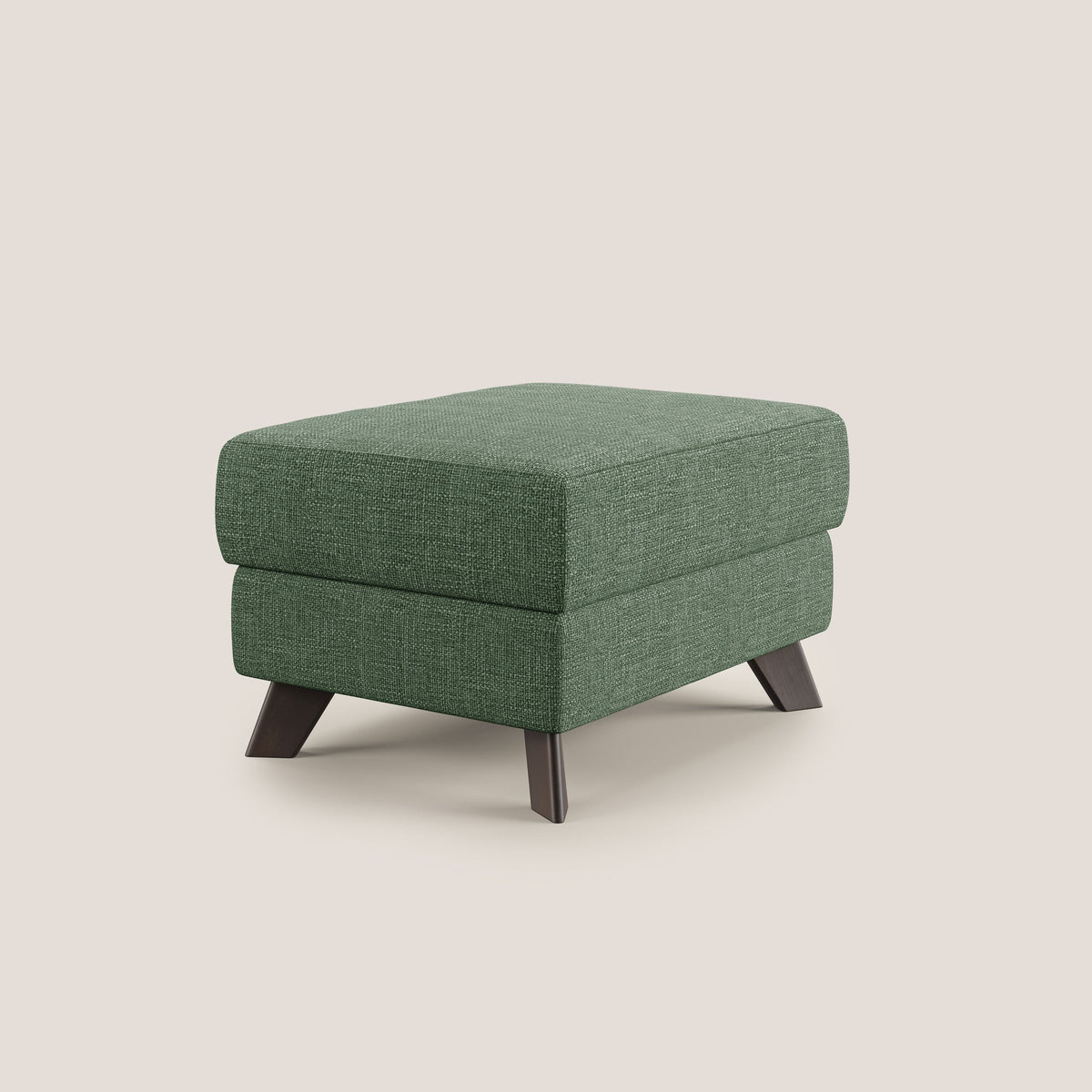 Moon Pouf contenitore e piedini alti in tessuto morbido ad intreccio soft-touch impermeabile T06 verde - divitt.sbs