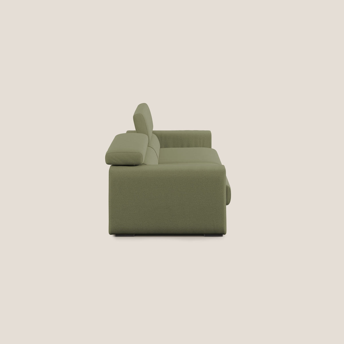 Dylan divano allungabile con pouf estraibile poggiapiedi in tessuto fiammato simil cotone impermeabile T19 verde - divitt.sbs