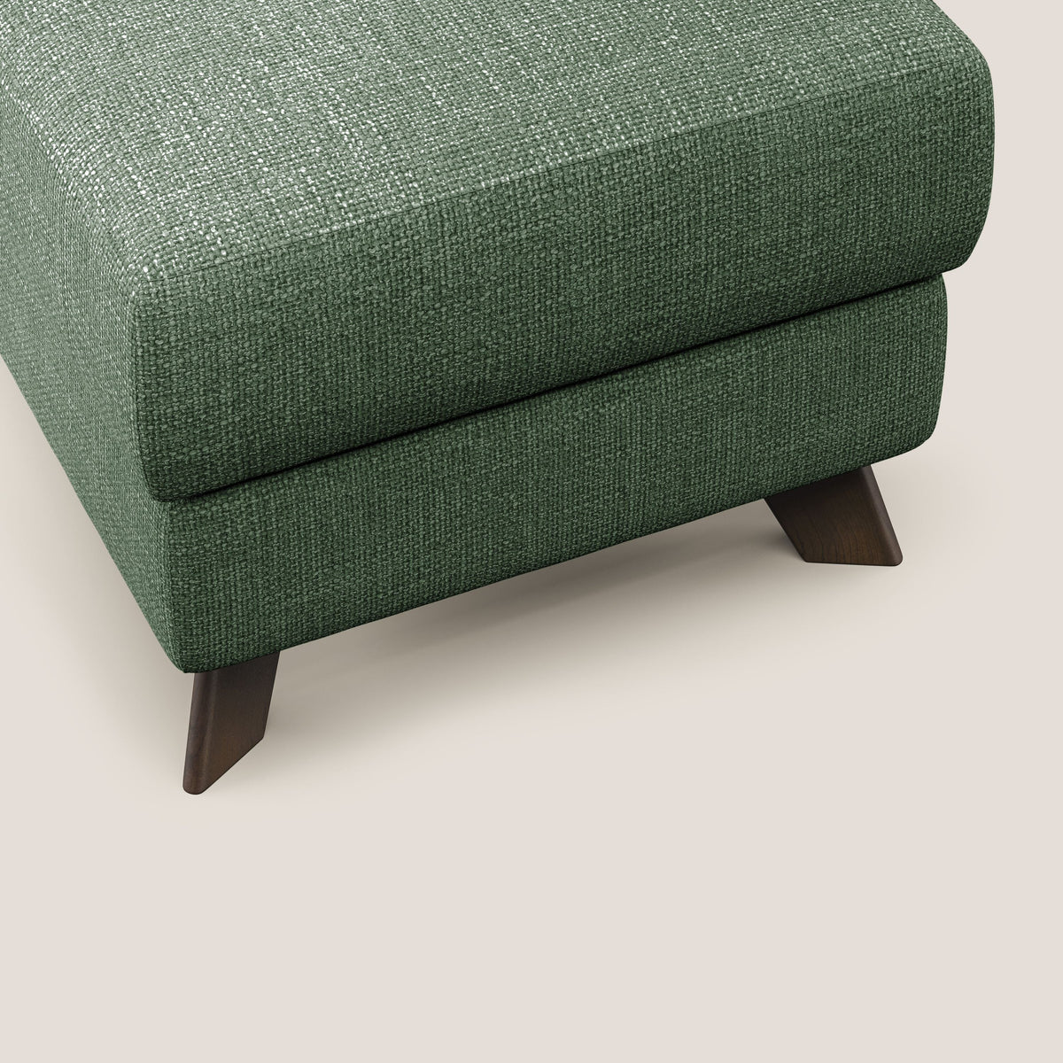 Moon Pouf contenitore e piedini alti in tessuto morbido ad intreccio soft-touch impermeabile T06 verde - divitt.sbs
