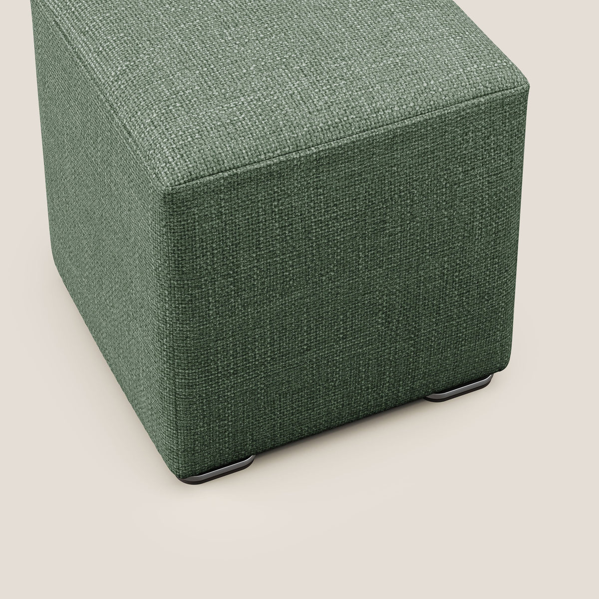 Cube pouf in morbido tessuto impermeabile ad intreccio melangiato T06 verde - divitt.sbs