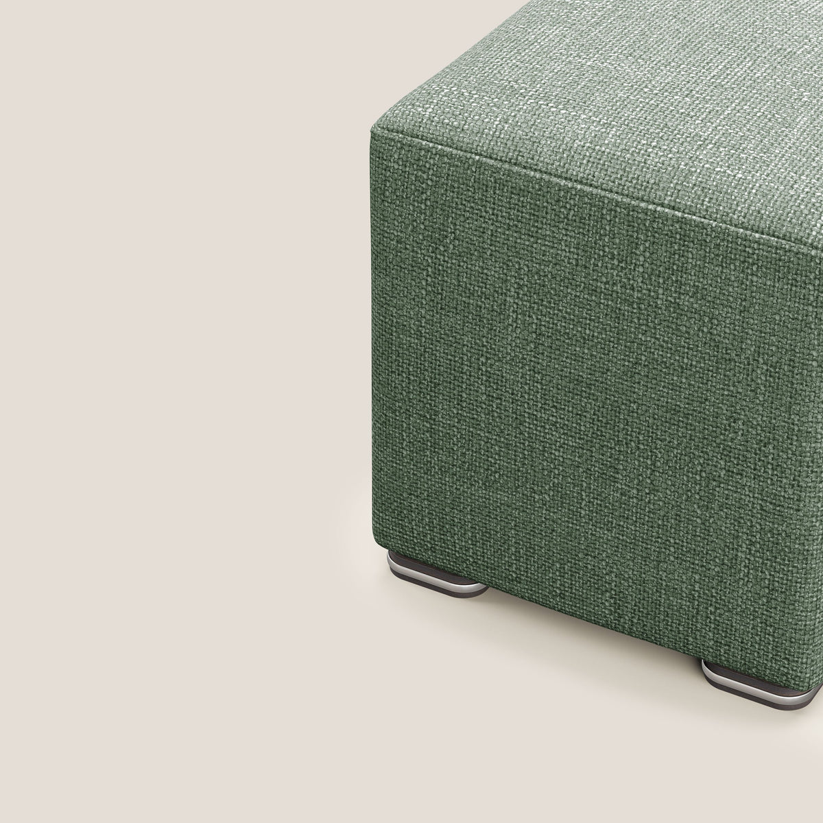 Cube pouf in morbido tessuto impermeabile ad intreccio melangiato T06 verde - divitt.sbs