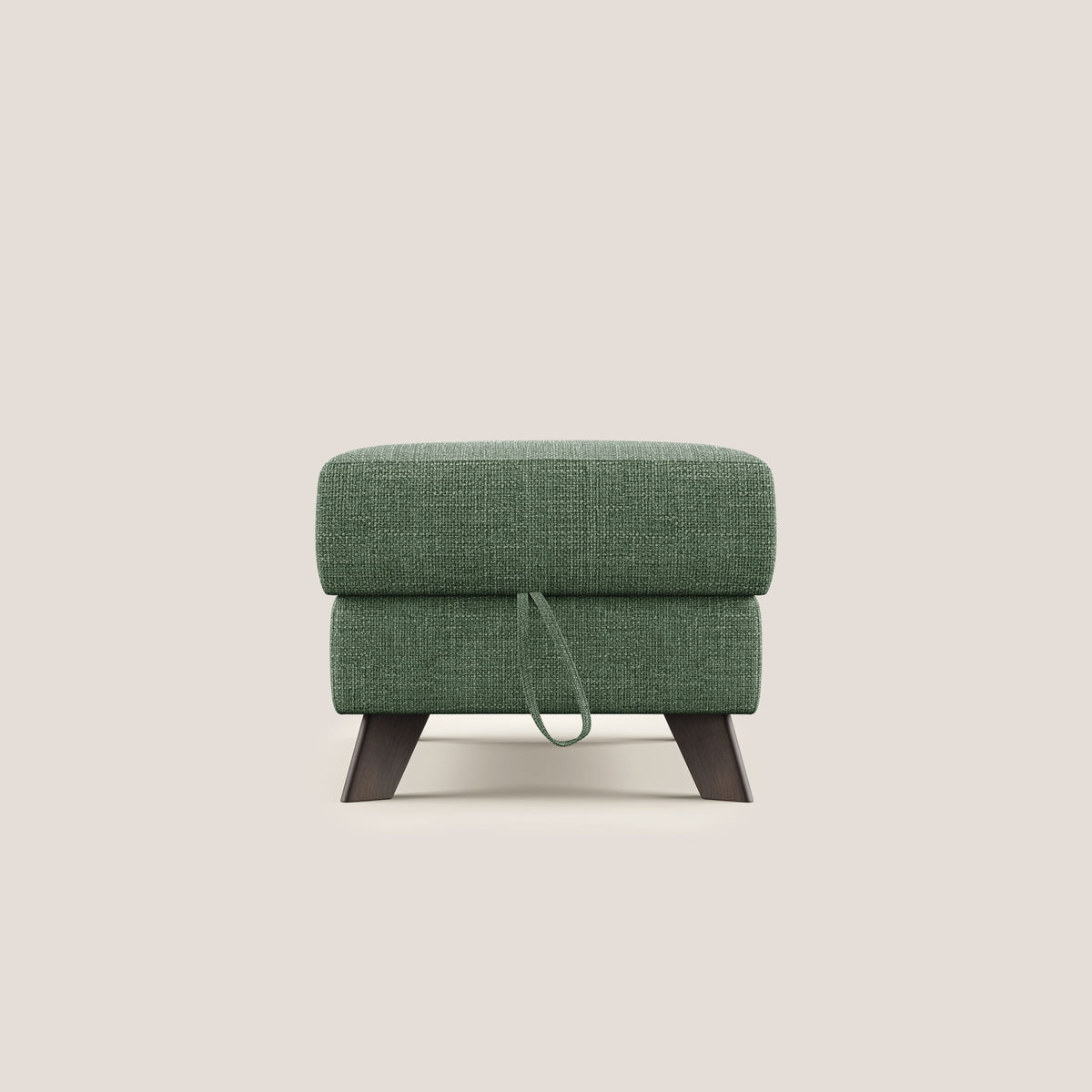 Moon Pouf contenitore e piedini alti in tessuto morbido ad intreccio soft-touch impermeabile T06 verde - divitt.sbs
