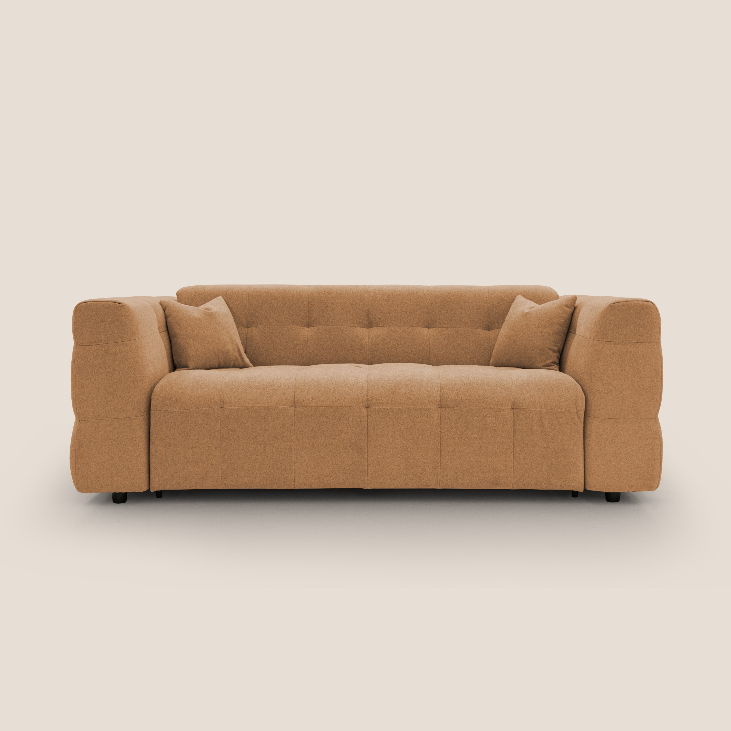 Tender Divano letto matrimoniale dal design innovativo in tessuto bouclet impermeabile T07 arancio - divitt.sbs
